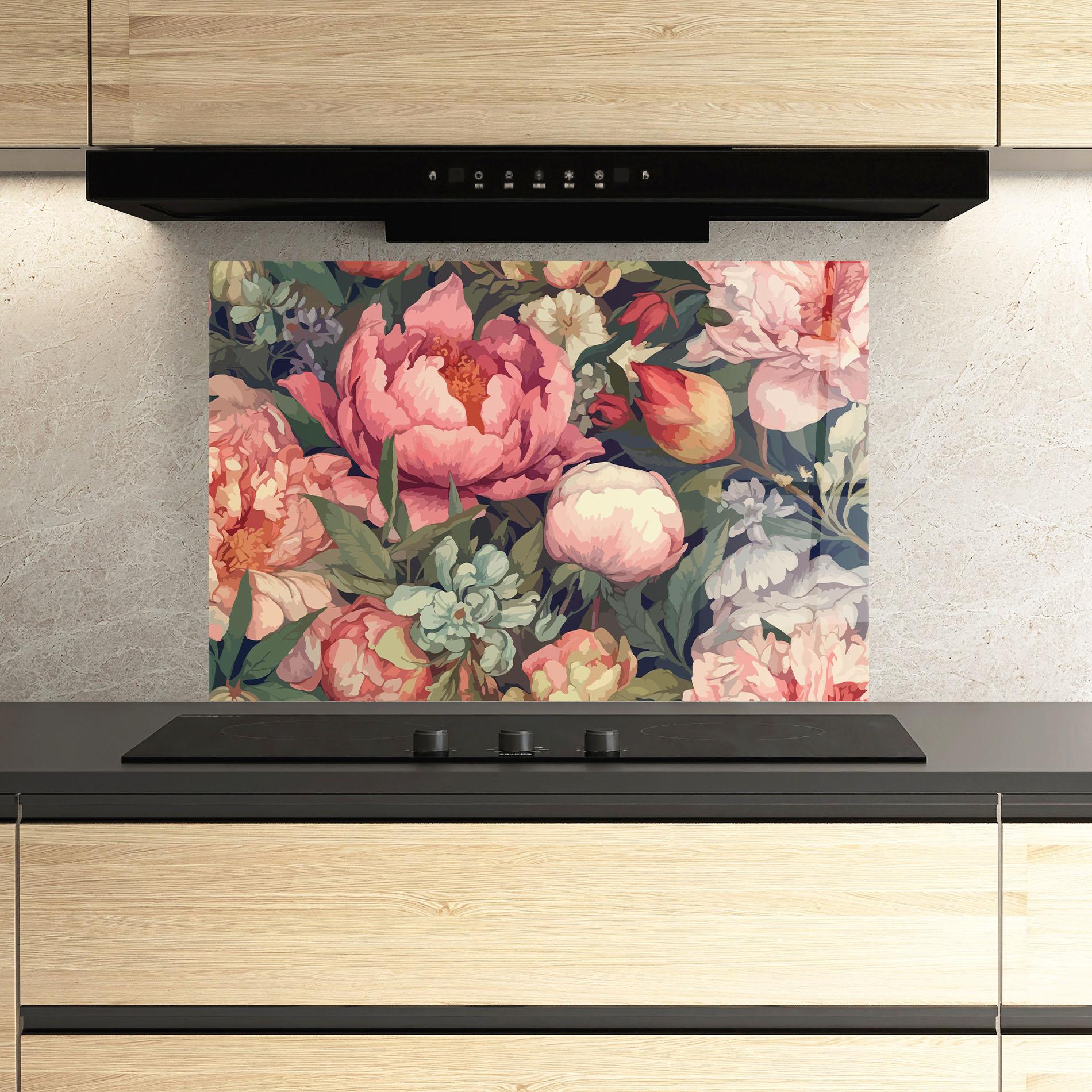 Panel Szklany do Kuchni Pretty Artistic Peony mockup 3