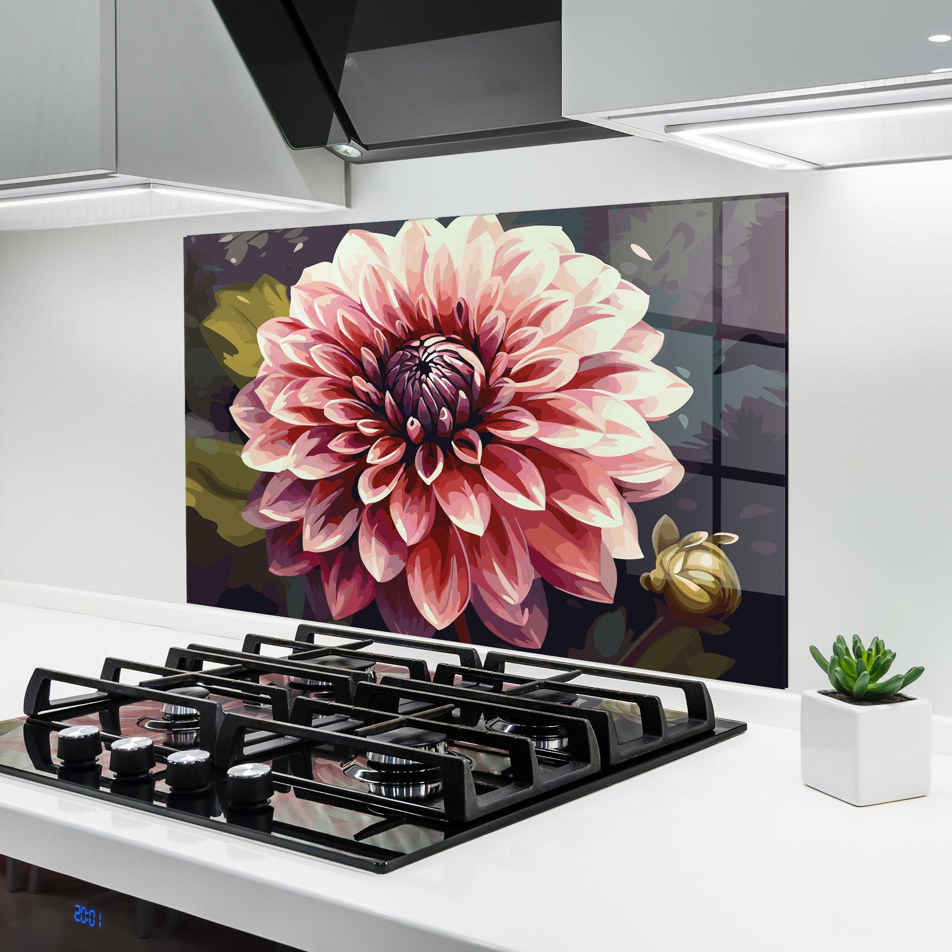 Panel Szklany do Kuchni Open Pink Flower mockup 6