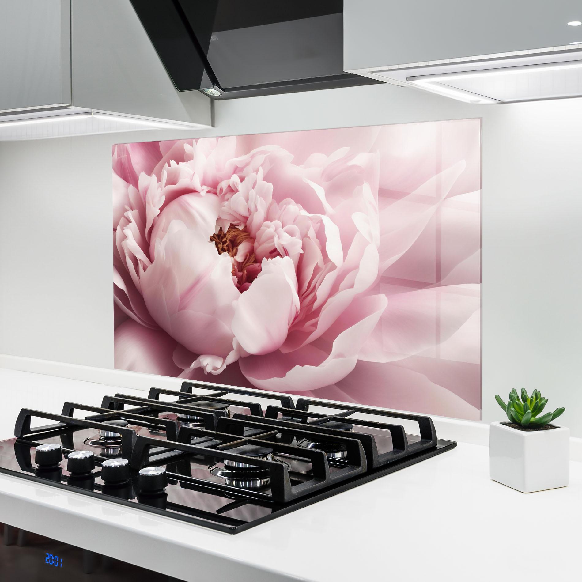 Panel Szklany do Kuchni Pastel Peony Petals mockup 6