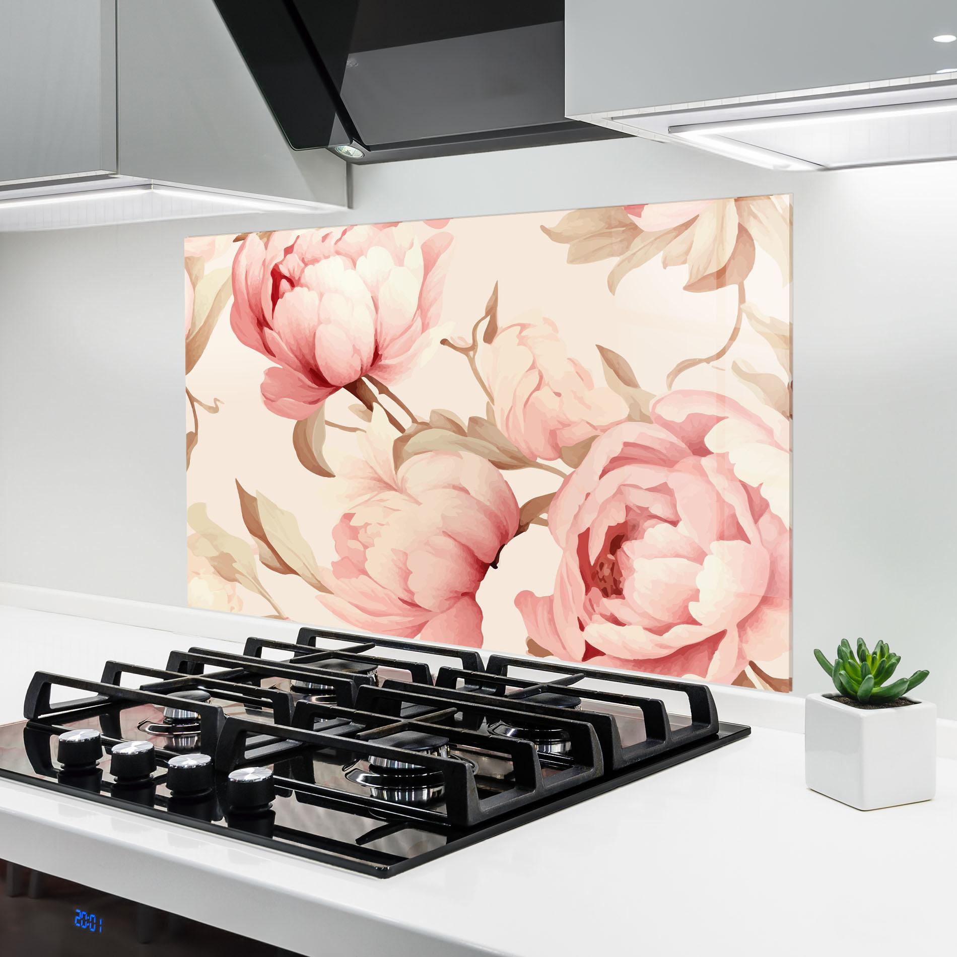 Panel Szklany do Kuchni Pastel Peony mockup 6