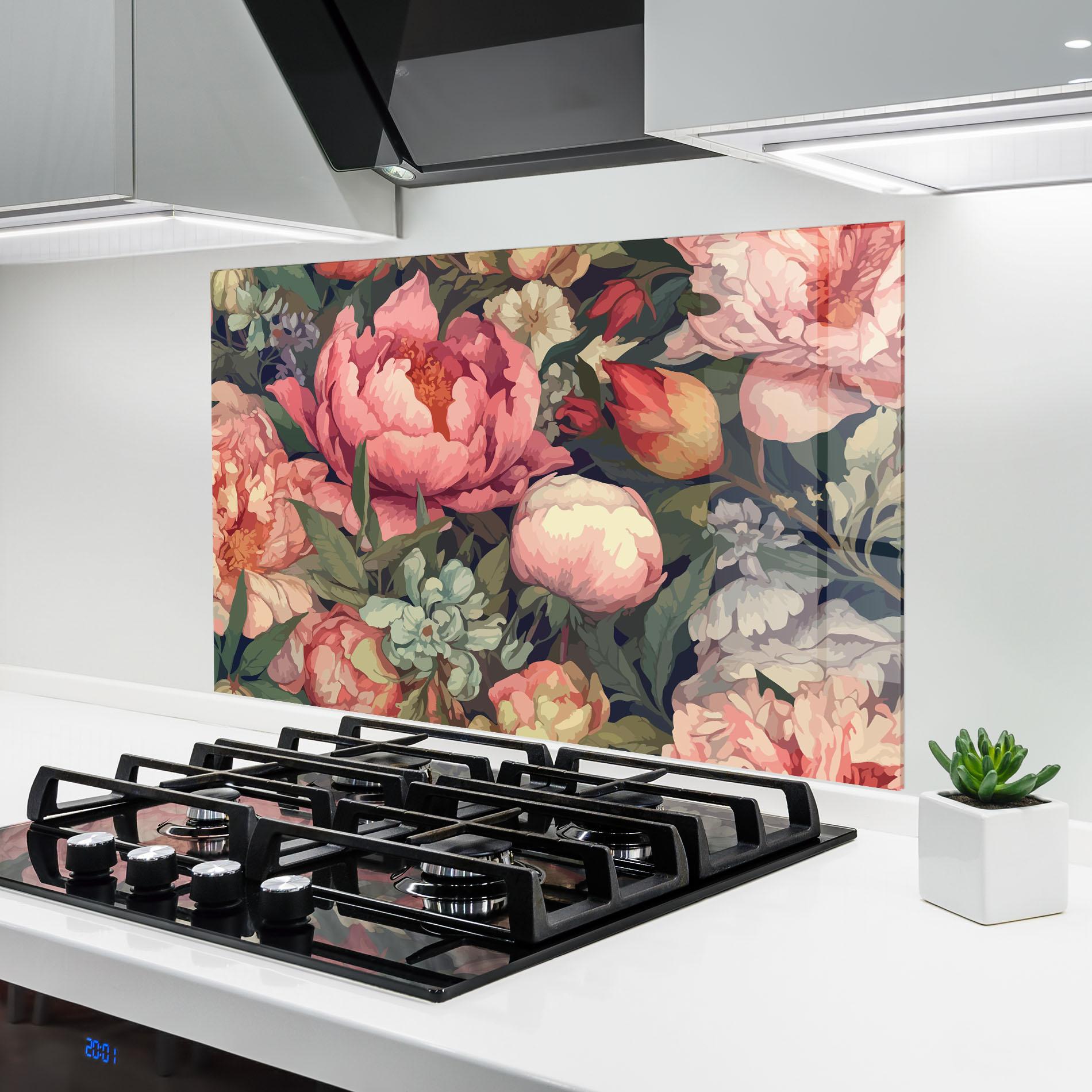 Panel Szklany do Kuchni Pretty Artistic Peony mockup 6