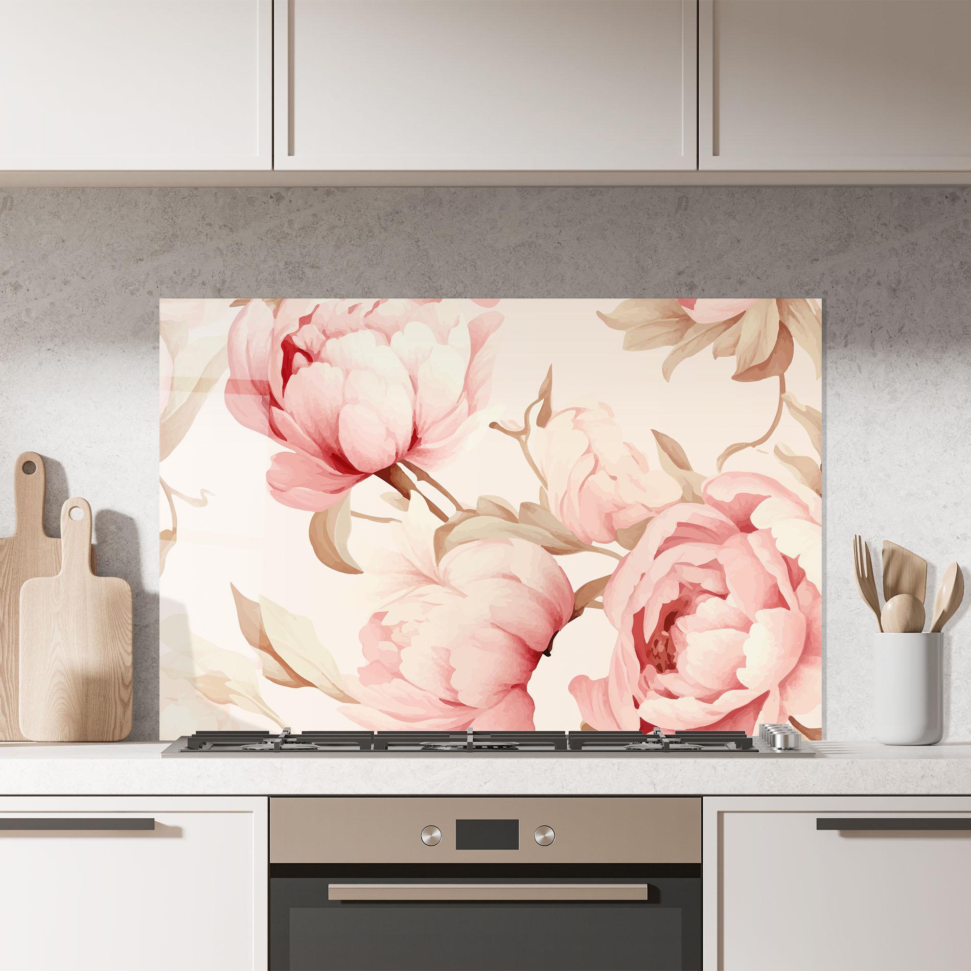 Panel Szklany do Kuchni Pastel Peony mockup 7