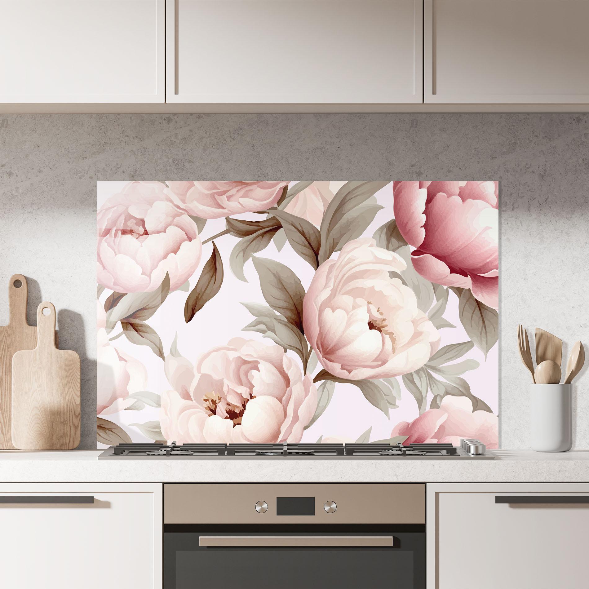 Panel Szklany do Kuchni Pink Peony Buds mockup 7