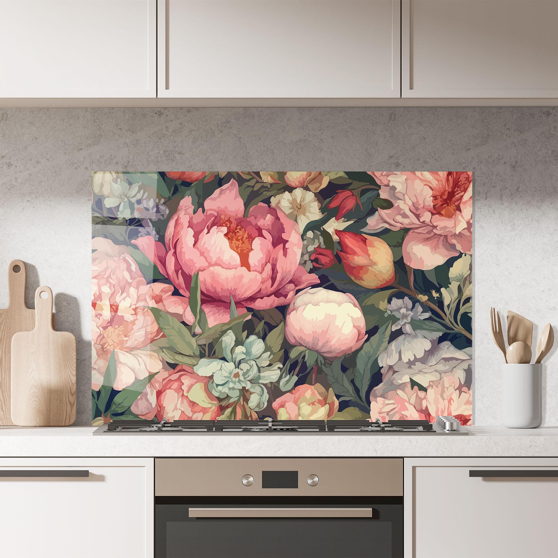 Panel Szklany do Kuchni Pretty Artistic Peony mockup 7