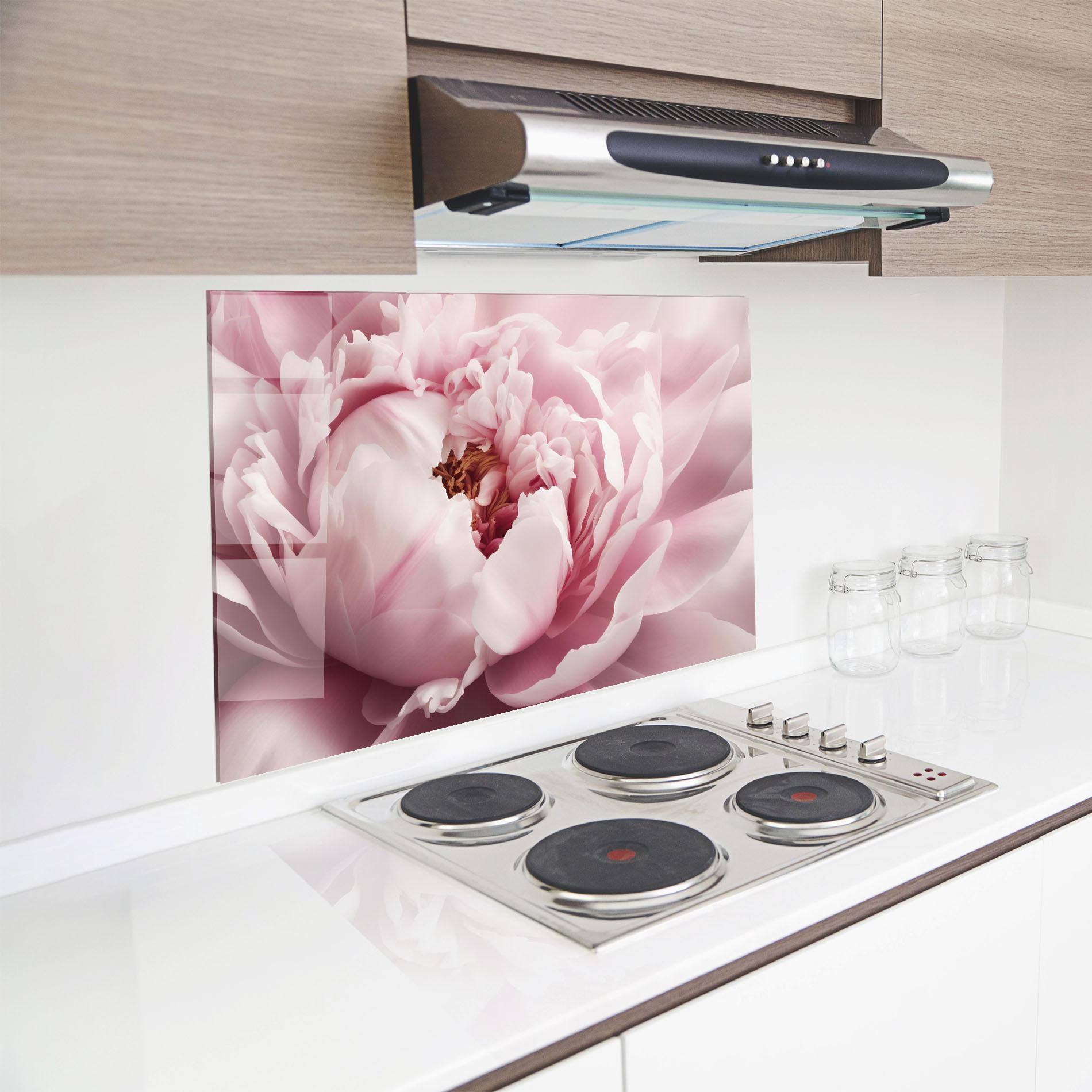 Panel Szklany do Kuchni Pastel Peony Petals mockup 8