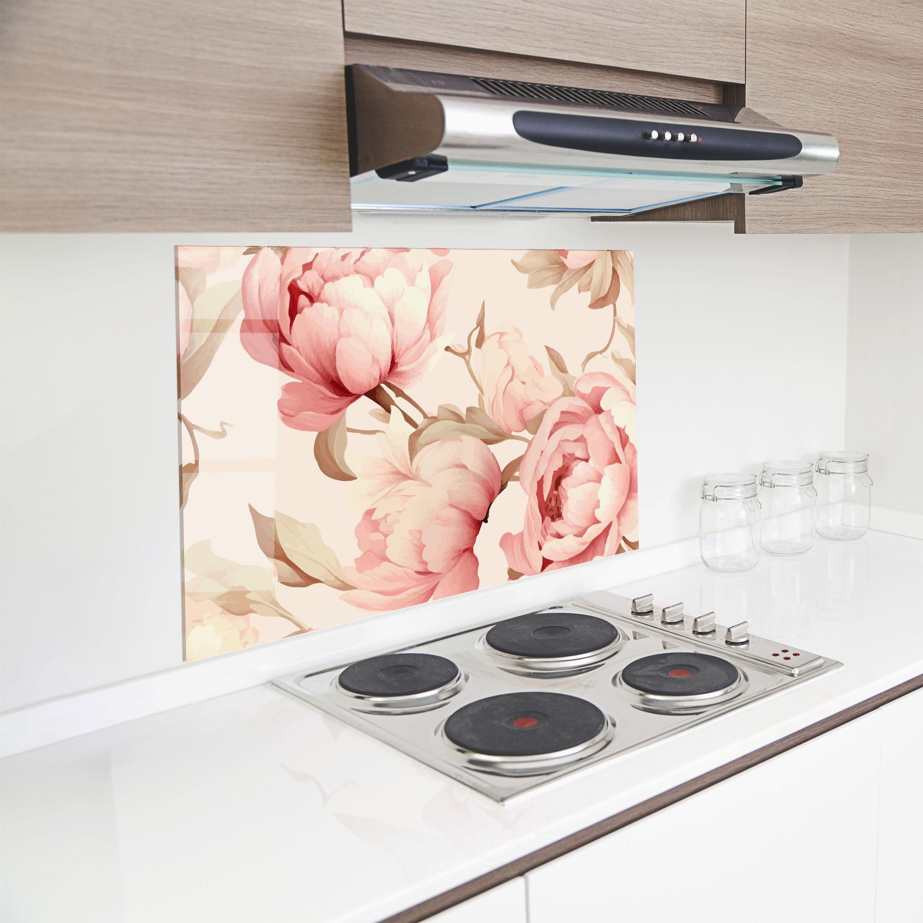 Panel Szklany do Kuchni Pastel Peony mockup 8