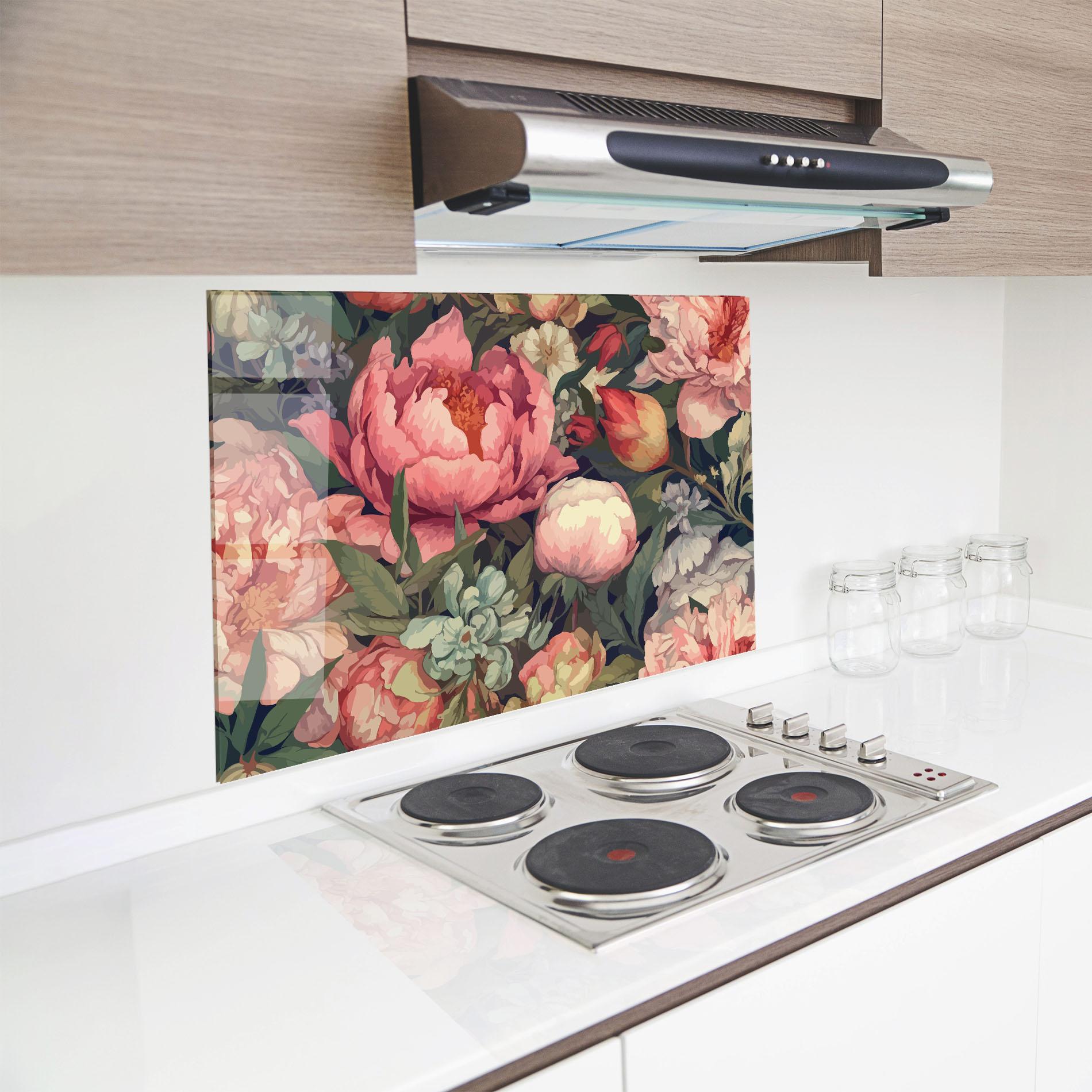 Panel Szklany do Kuchni Pretty Artistic Peony mockup 8