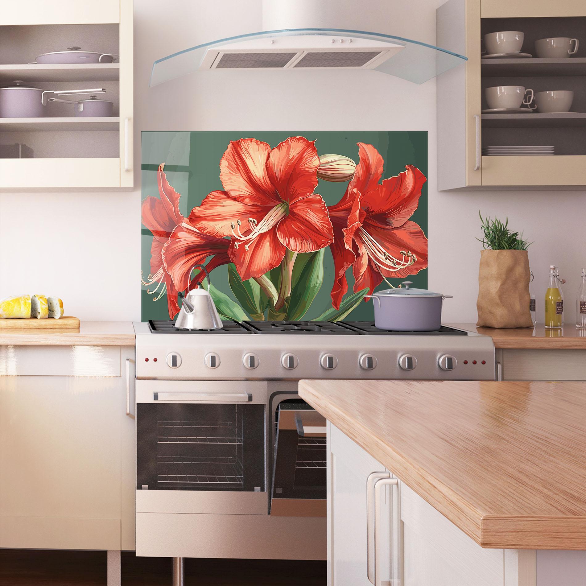 Panel Szklany do Kuchni Lily Orange Art mockup 1