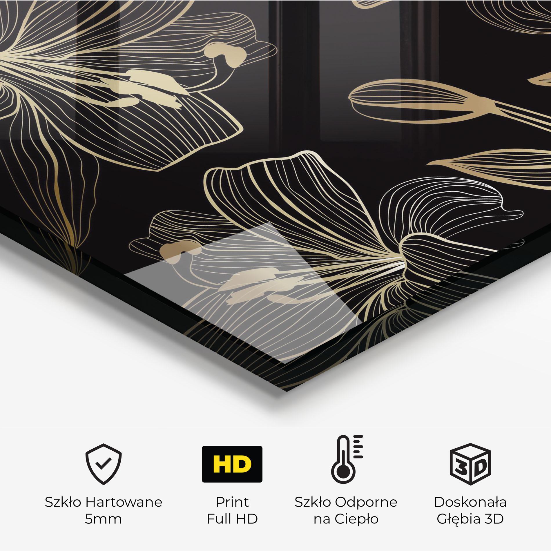 Panel Szklany do Kuchni Gold Black Lily mockup 2
