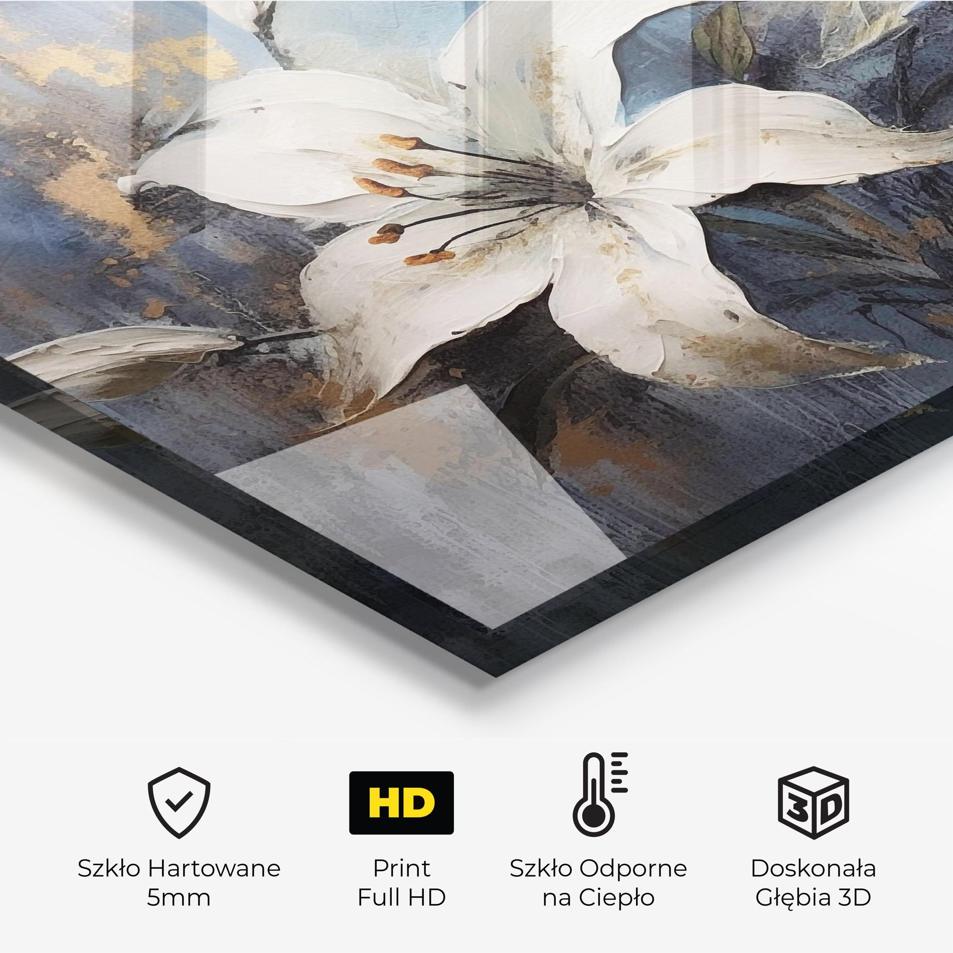 Panel Szklany do Kuchni Gold Lily Painting mockup 2