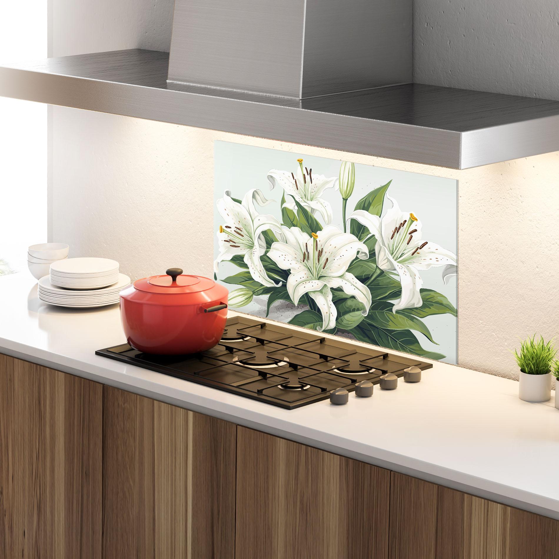 Panel Szklany do Kuchni Light Lily Art mockup 4