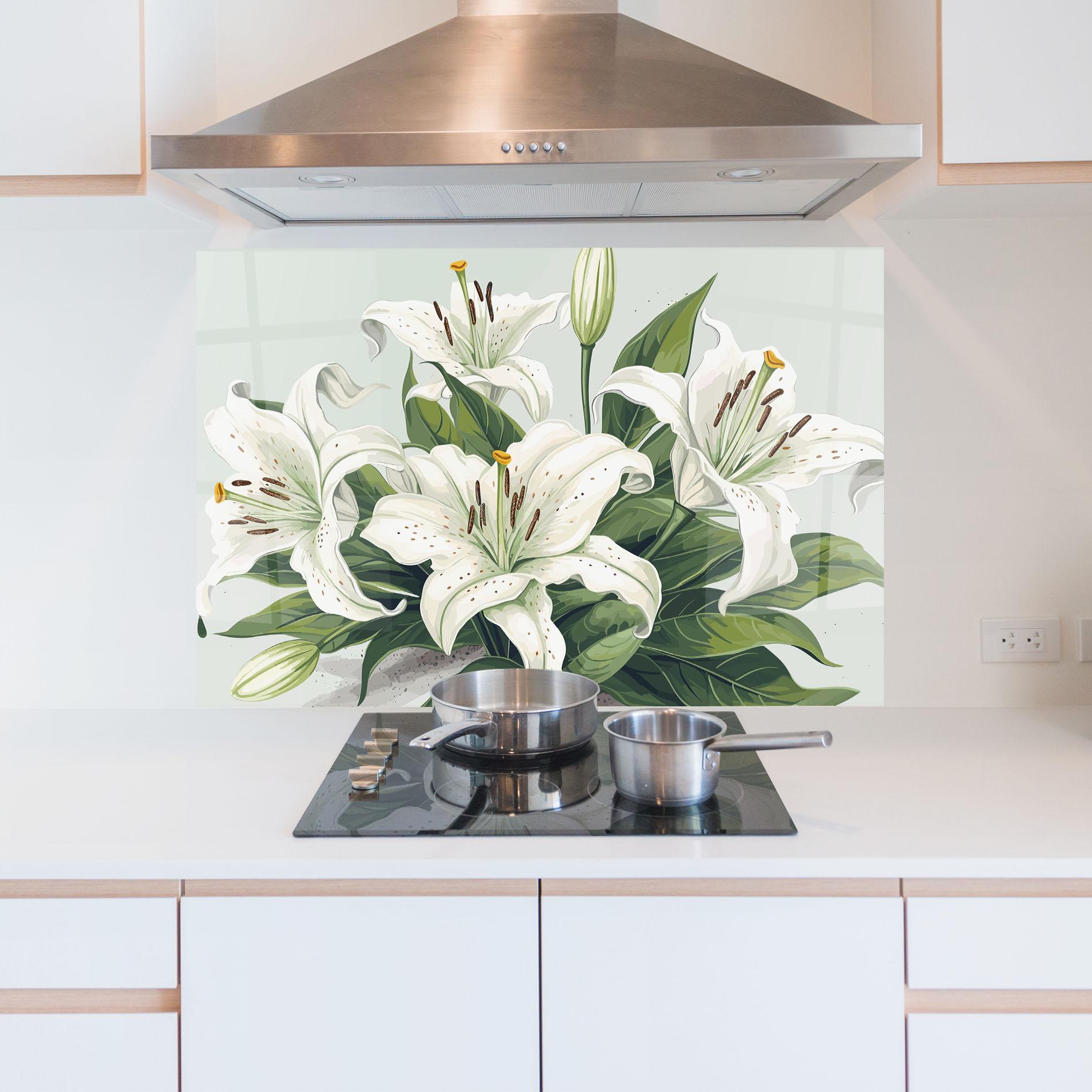 Panel Szklany do Kuchni Light Lily Art mockup 5