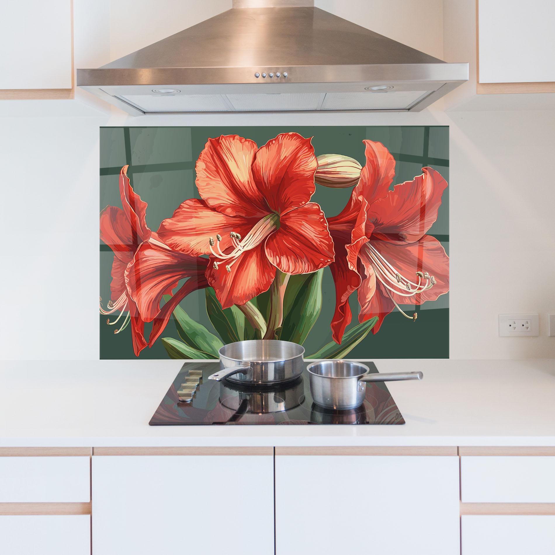 Panel Szklany do Kuchni Lily Orange Art mockup 5