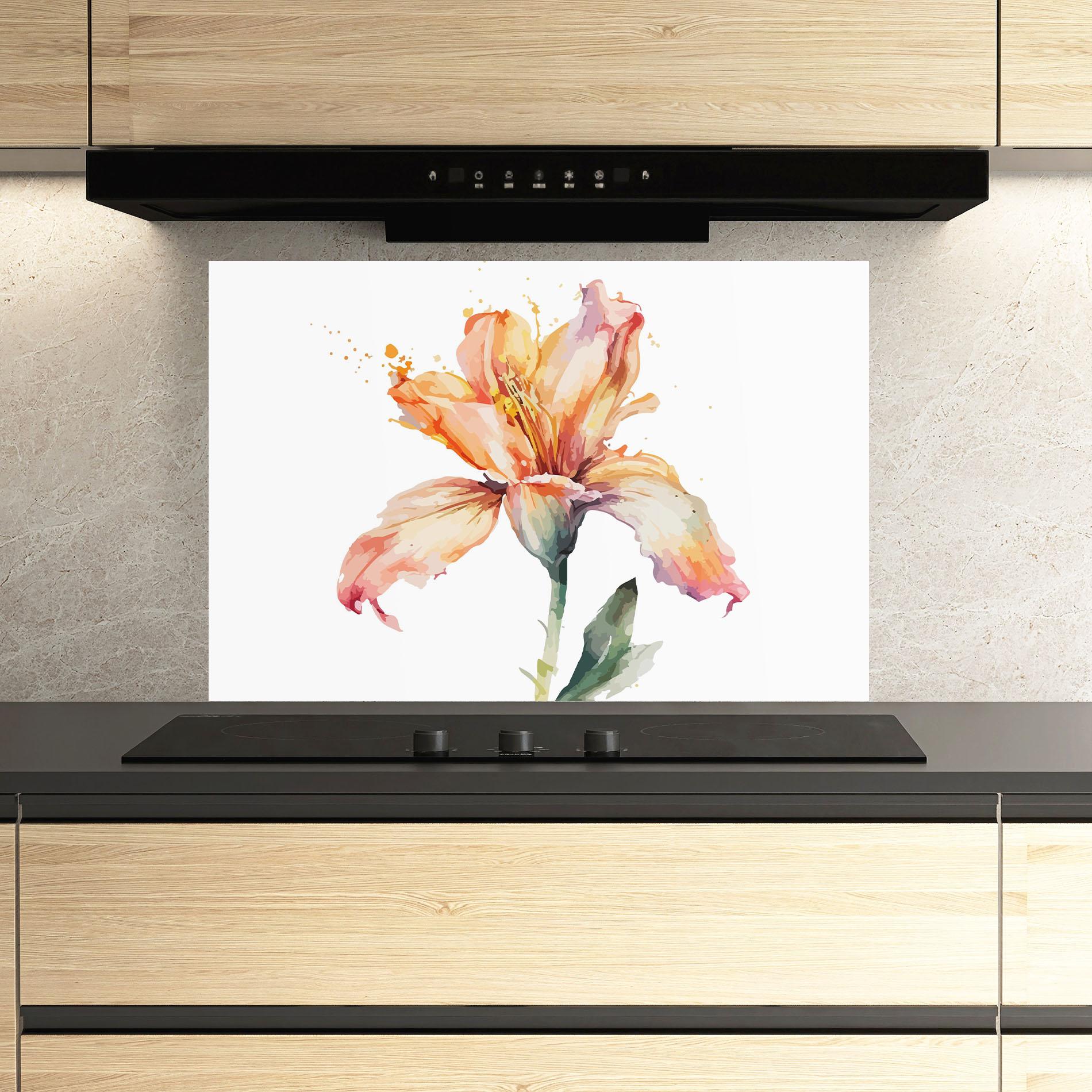 Panel Szklany do Kuchni Orange Purple Lily mockup 3