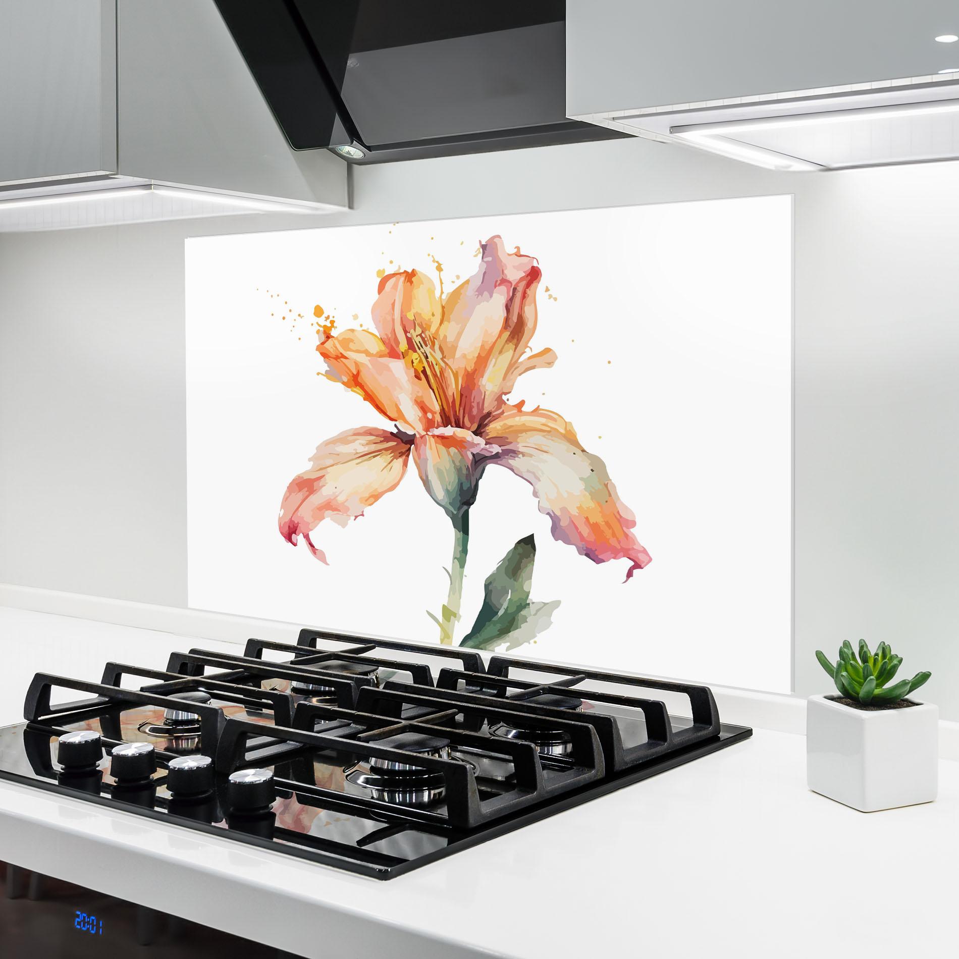 Panel Szklany do Kuchni Orange Purple Lily mockup 6