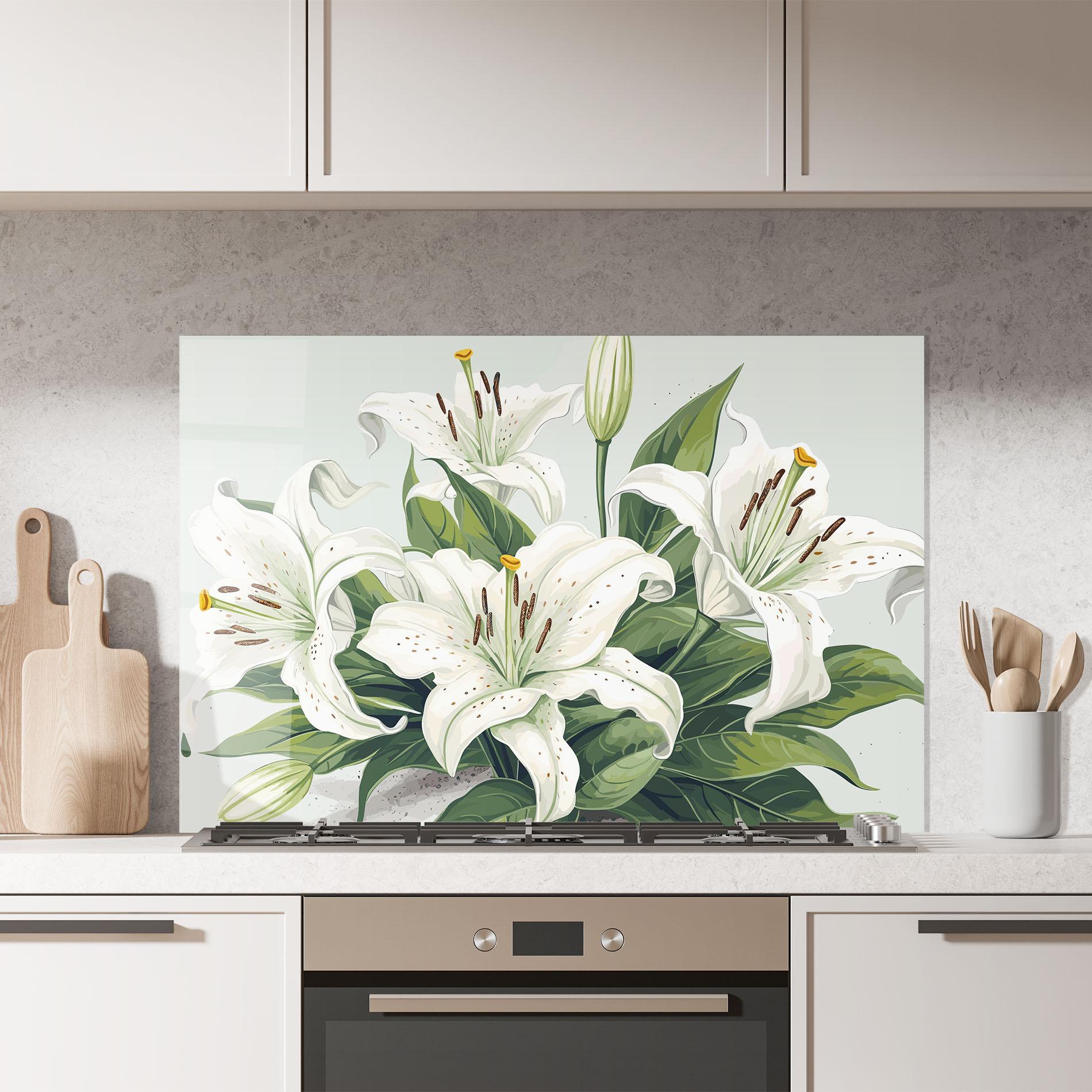 Panel Szklany do Kuchni Light Lily Art mockup 7