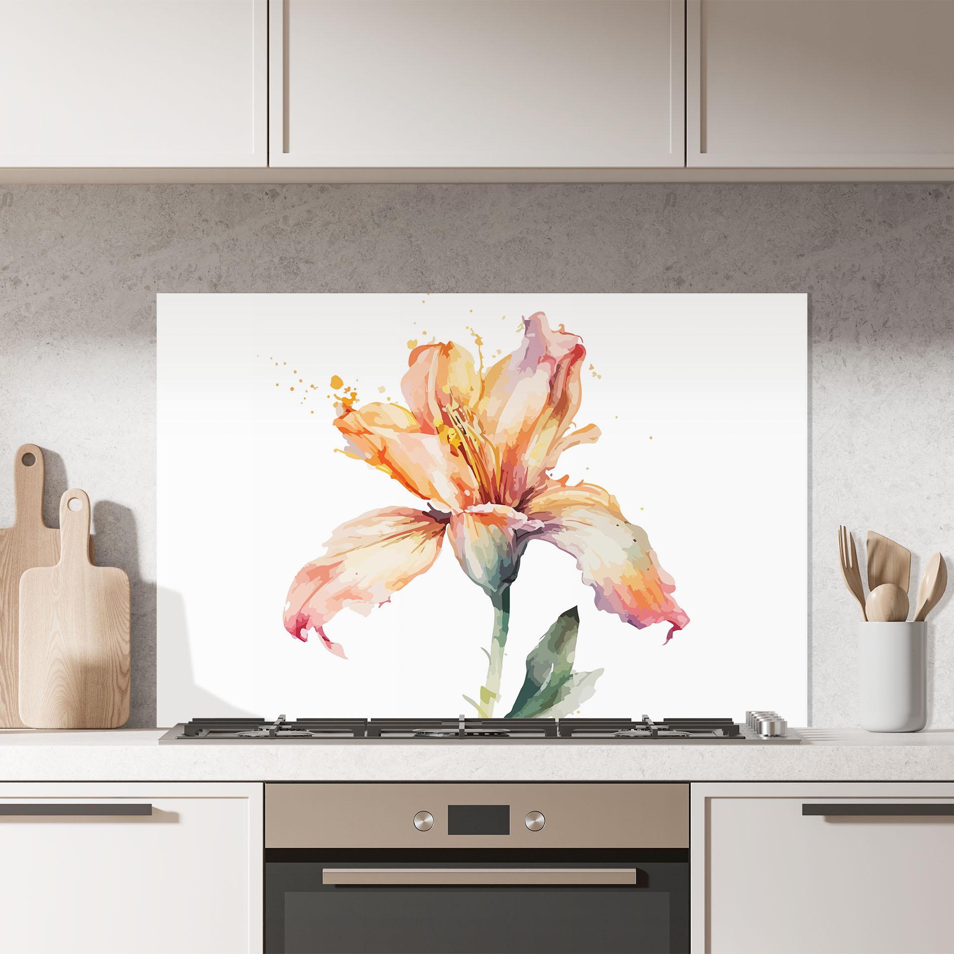 Panel Szklany do Kuchni Orange Purple Lily mockup 7