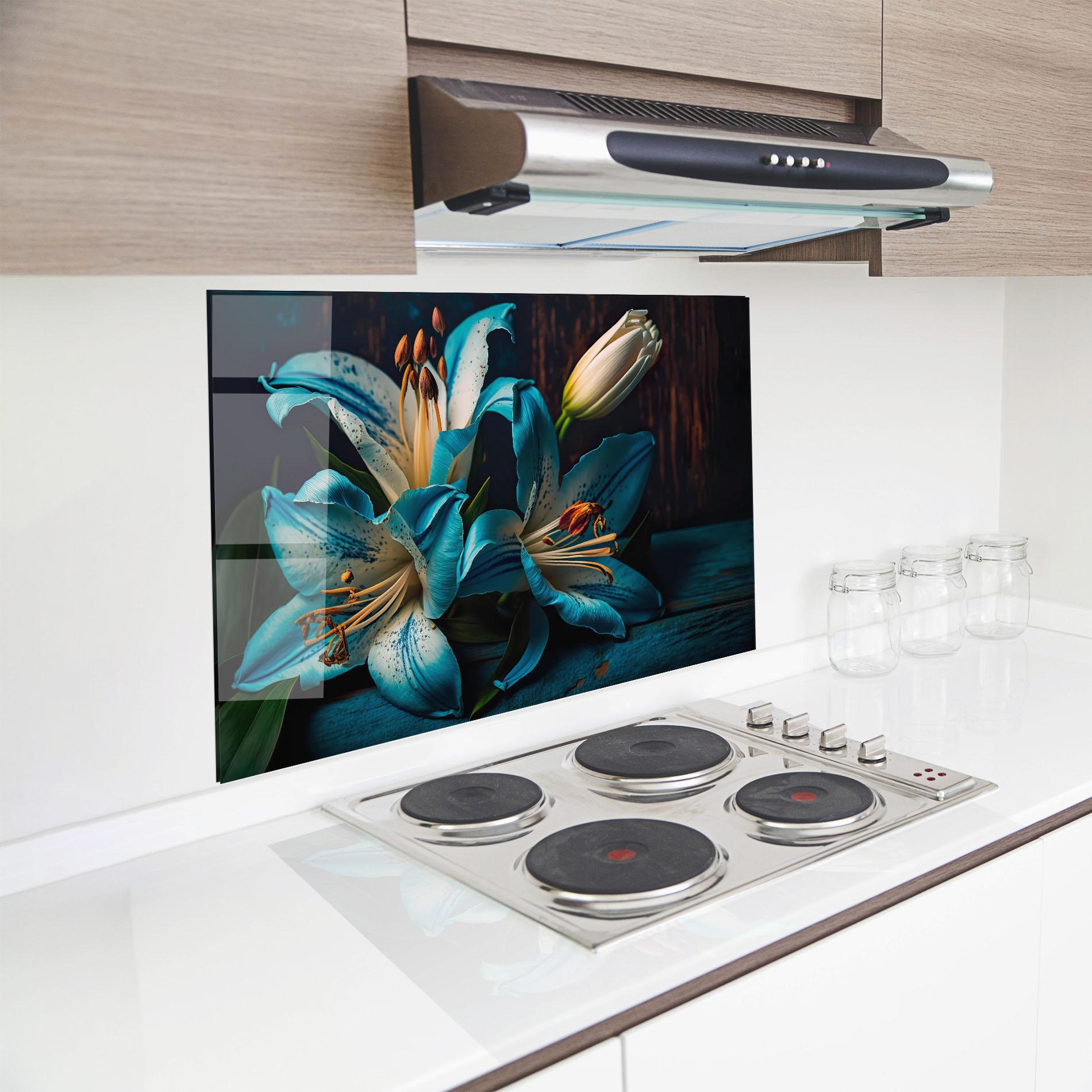 Panel Szklany do Kuchni Blue Lily mockup 8