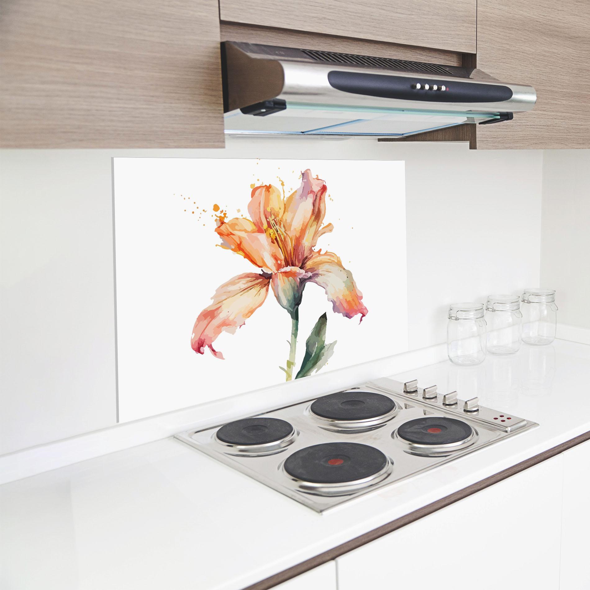 Panel Szklany do Kuchni Orange Purple Lily mockup 8