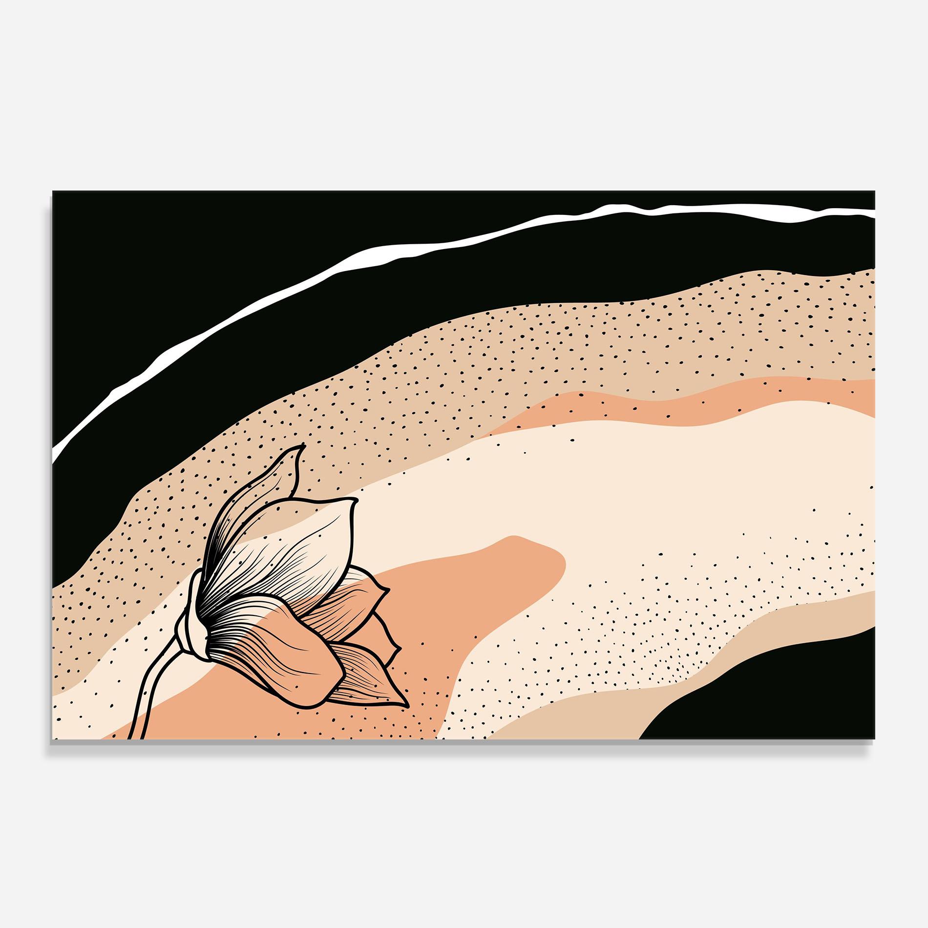 Panel Szklany do Kuchni Black Line Art Plant mockup 0