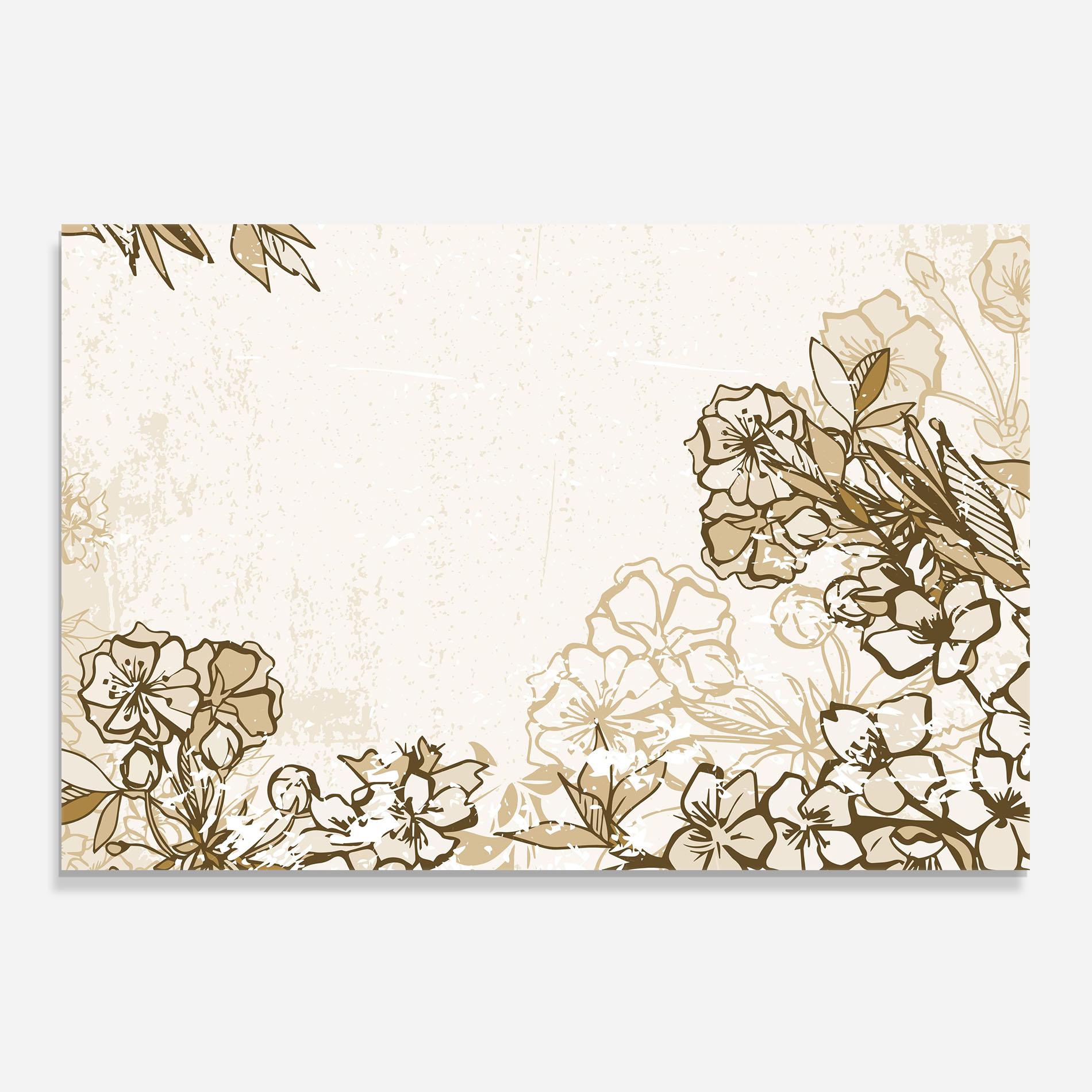 Panel Szklany do Kuchni Cream Brown Flower mockup 0
