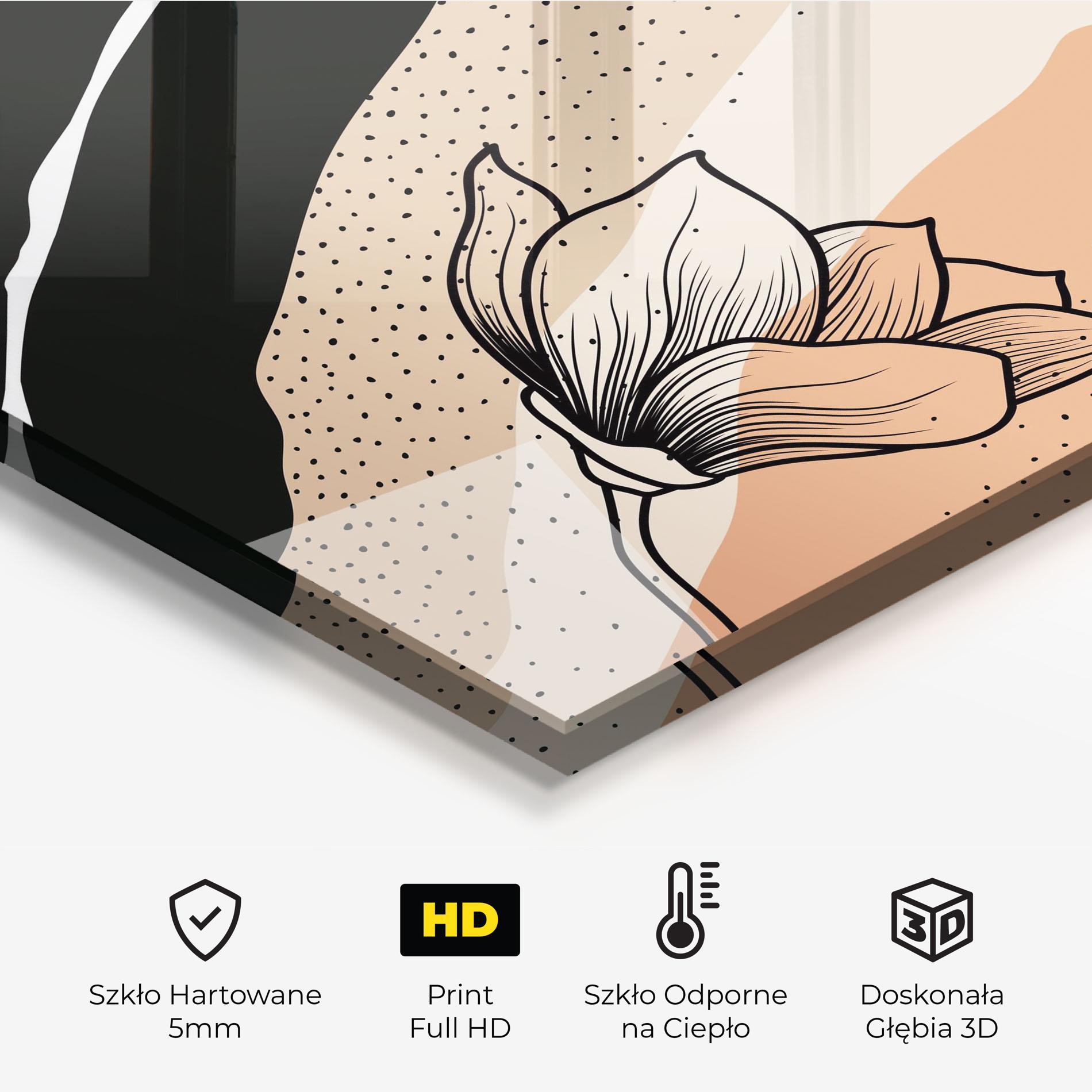 Panel Szklany do Kuchni Black Line Art Plant mockup 2