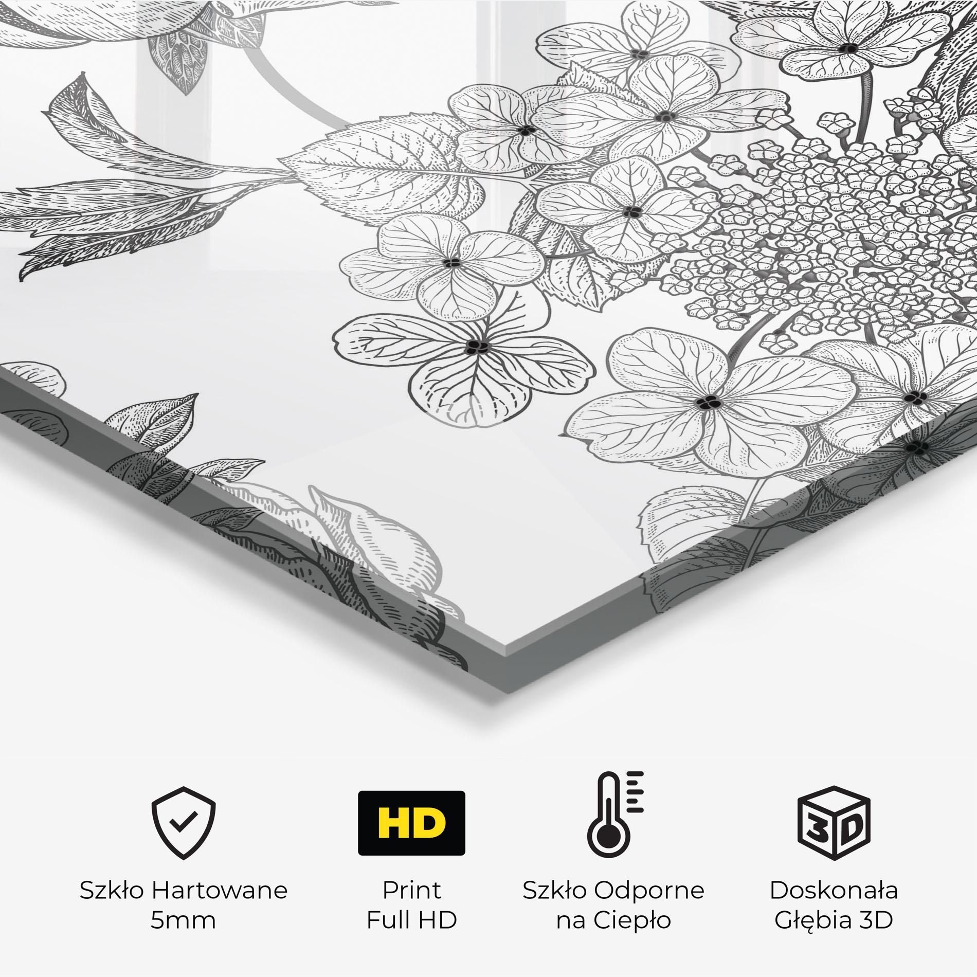Panel Szklany do Kuchni Black Line Flower mockup 2
