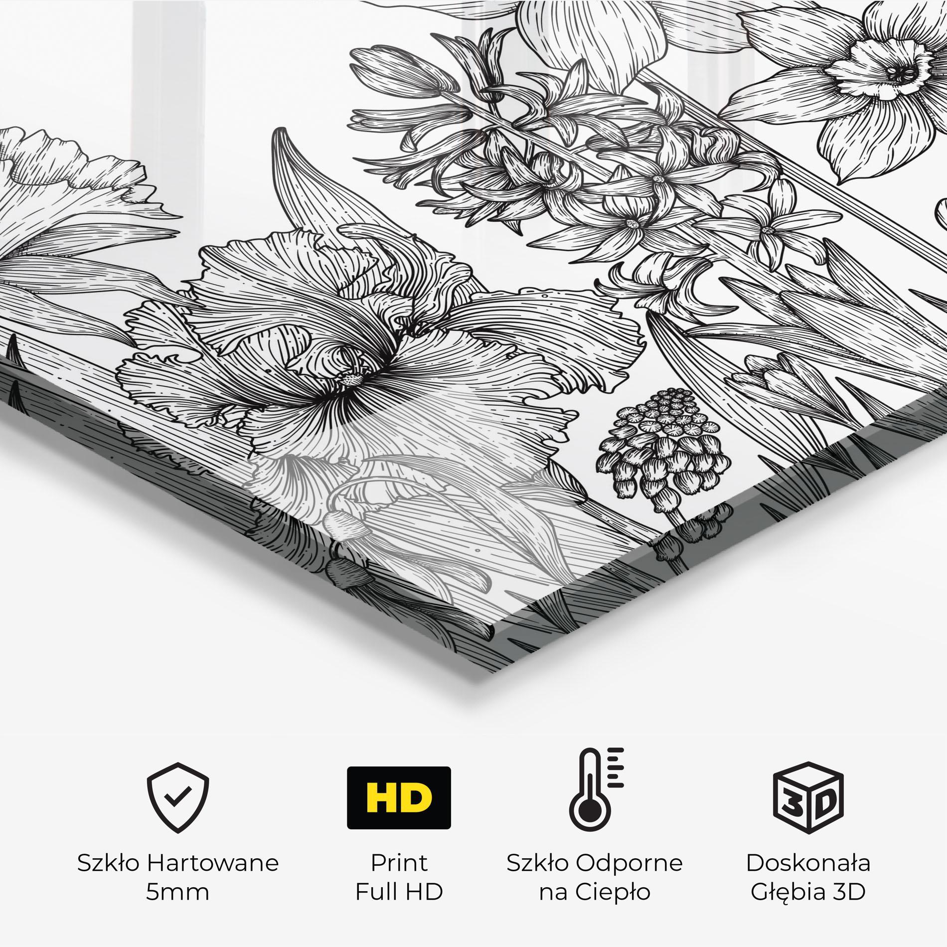 Panel Szklany do Kuchni Black Line Plant mockup 2