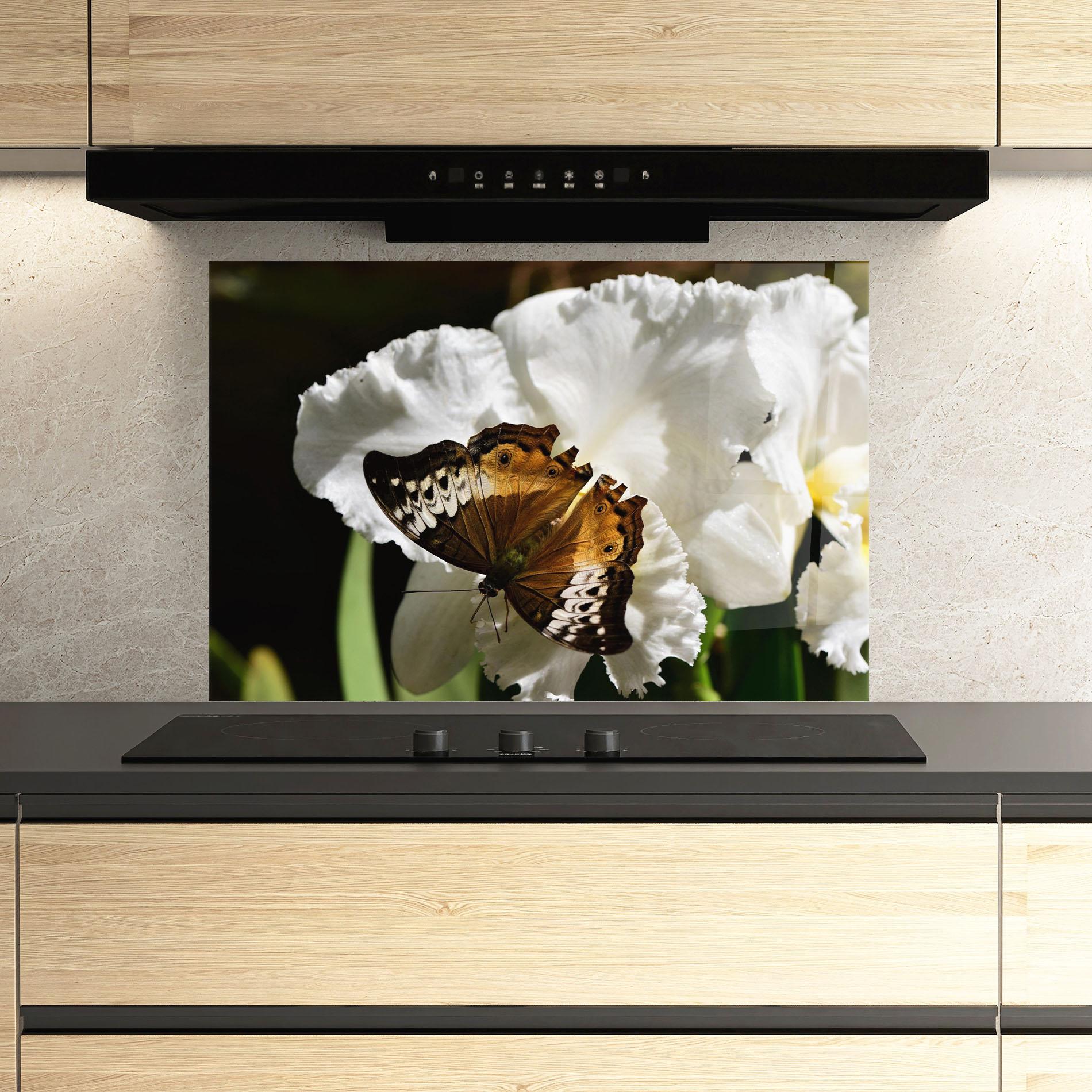 Panel Szklany do Kuchni Butterfly Exotic Plant mockup 3