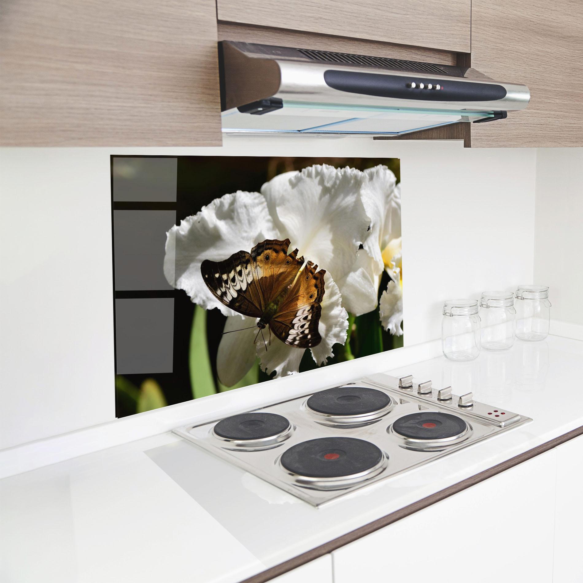 Panel Szklany do Kuchni Butterfly Exotic Plant mockup 8