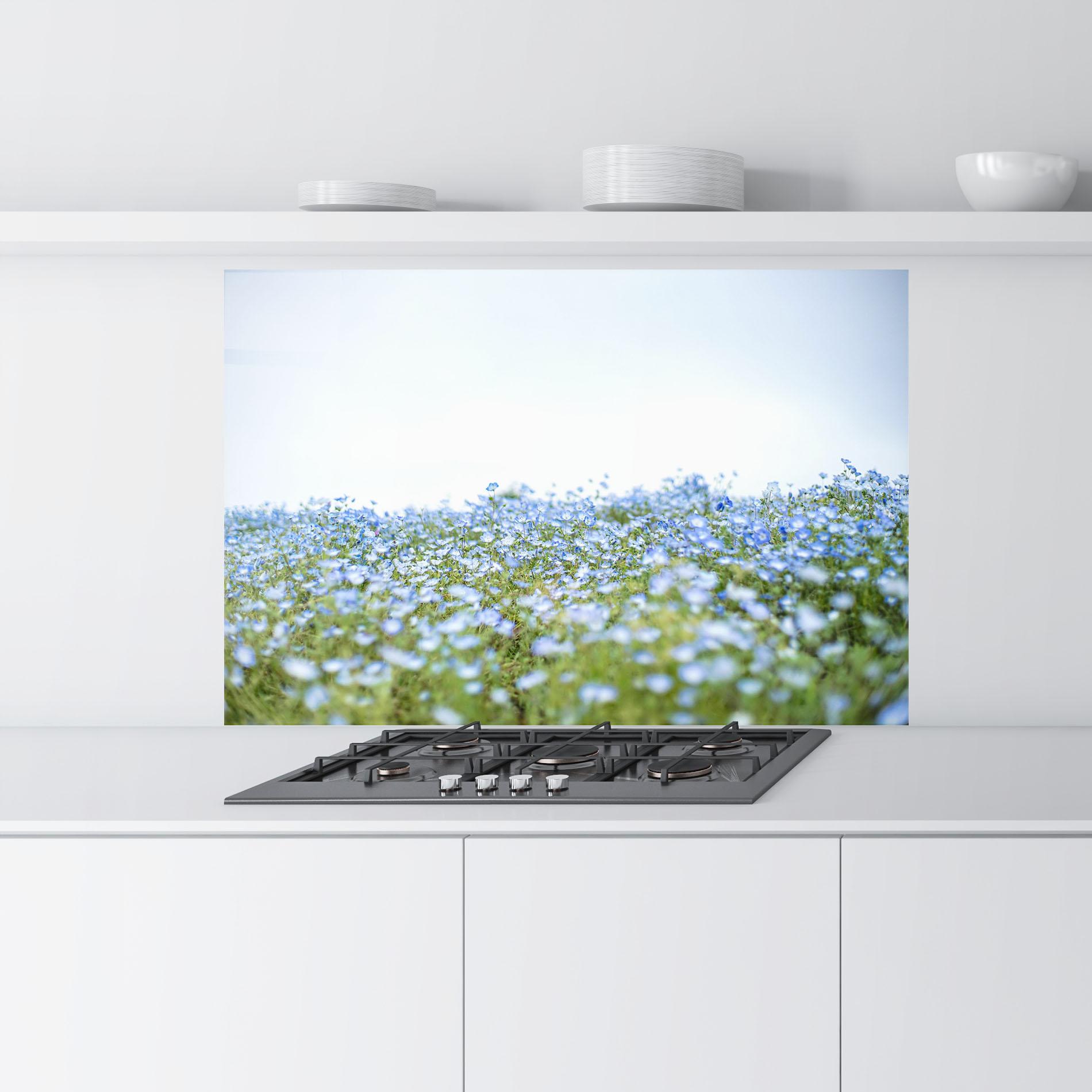 Panel Szklany do Kuchni Blue Wild Flowers mockup 9