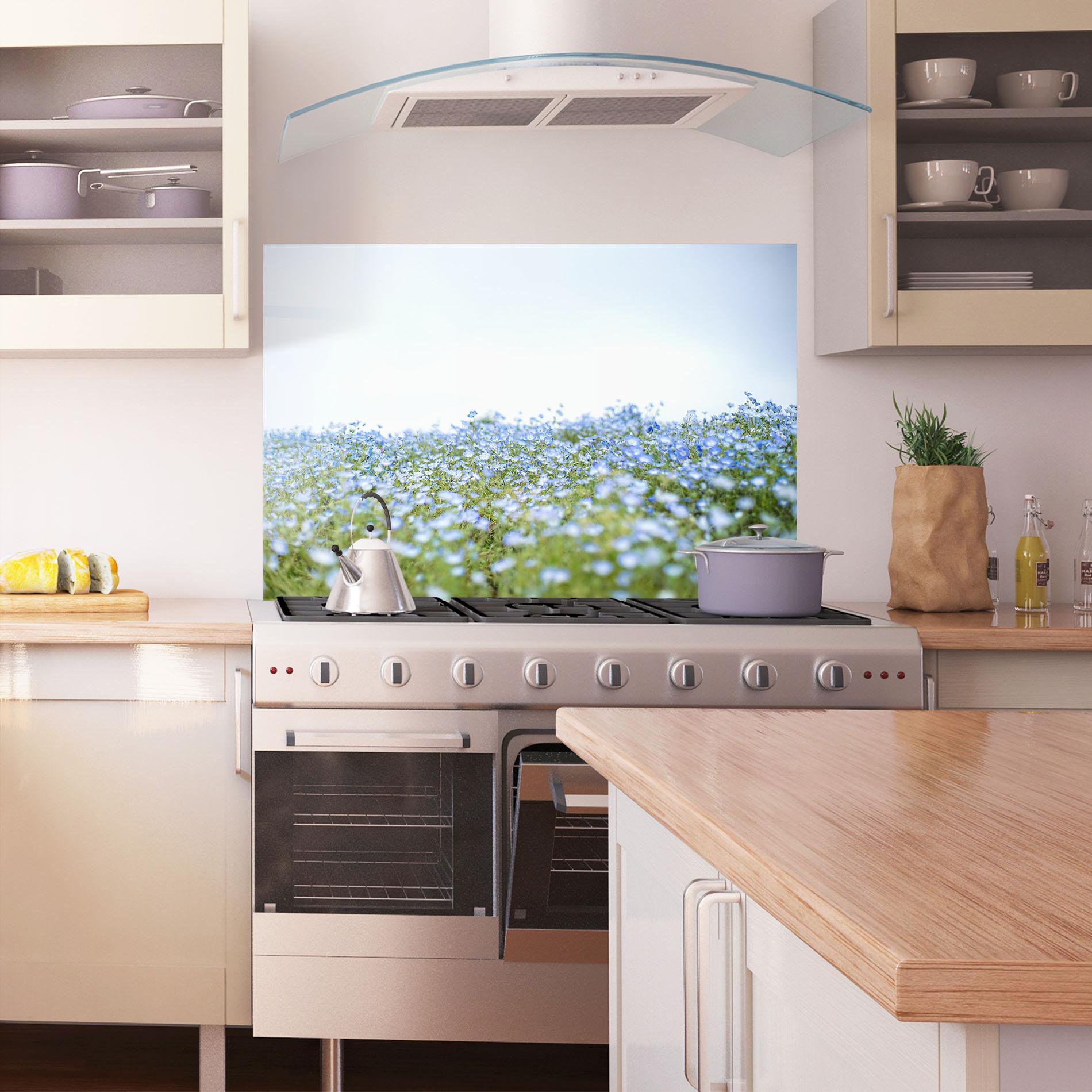 Panel Szklany do Kuchni Blue Wild Flowers mockup 1