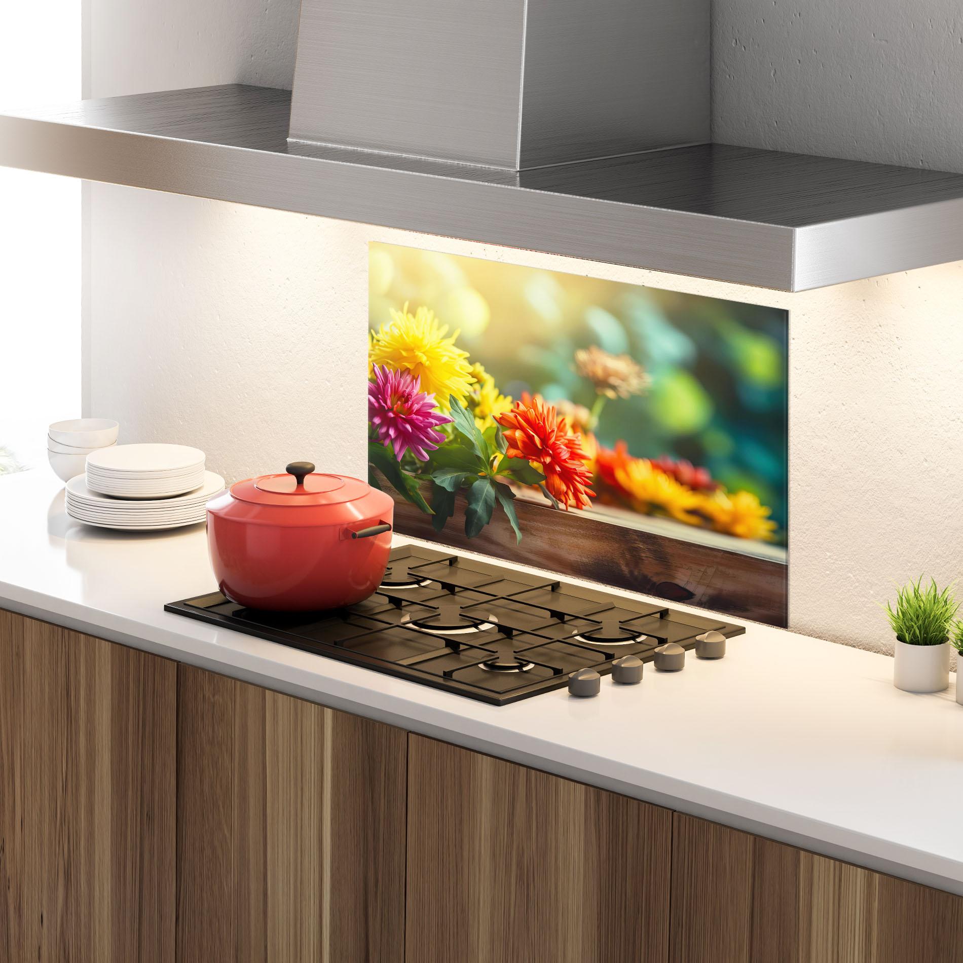 Panel Szklany do Kuchni Wood Wild Flower mockup 4