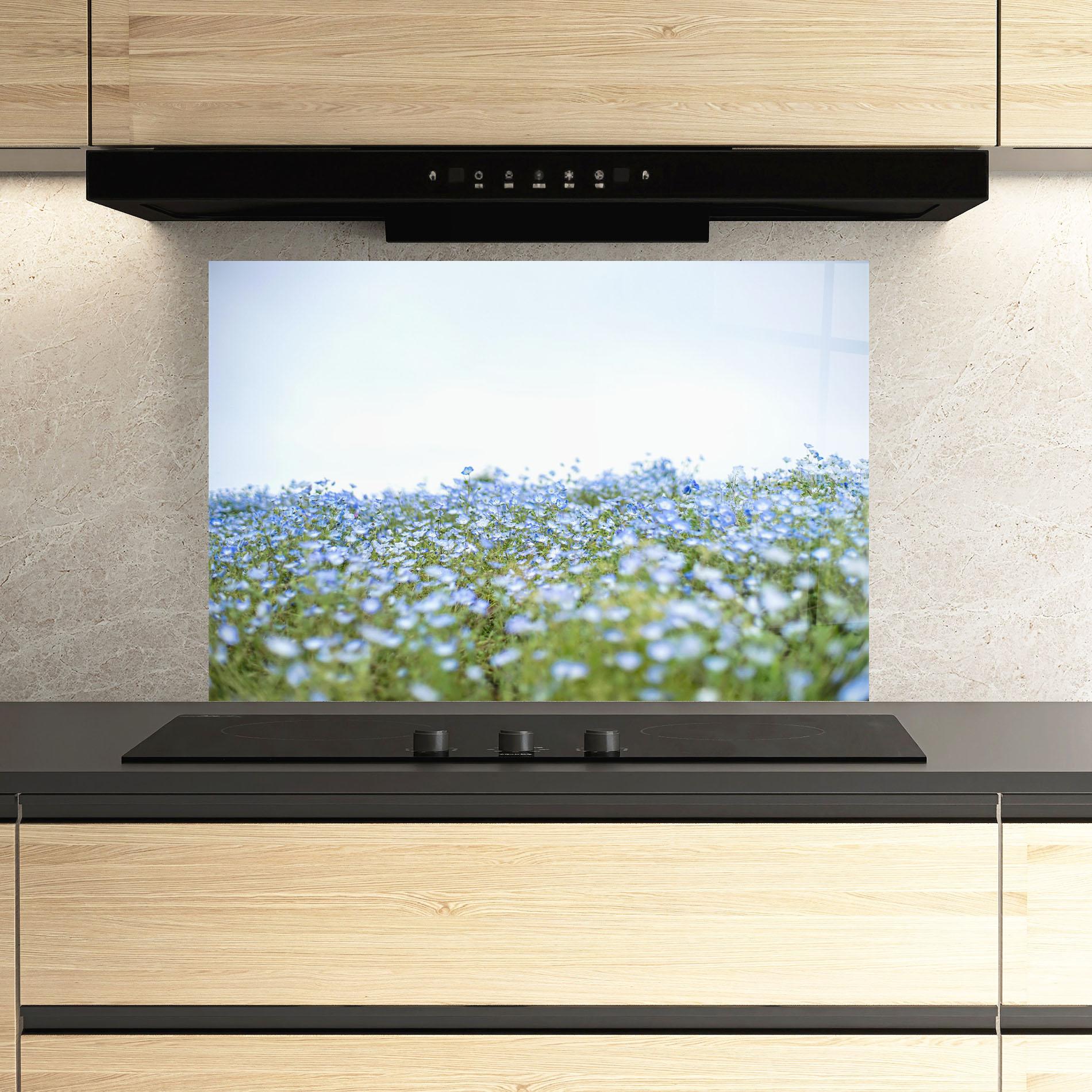 Panel Szklany do Kuchni Blue Wild Flowers mockup 3