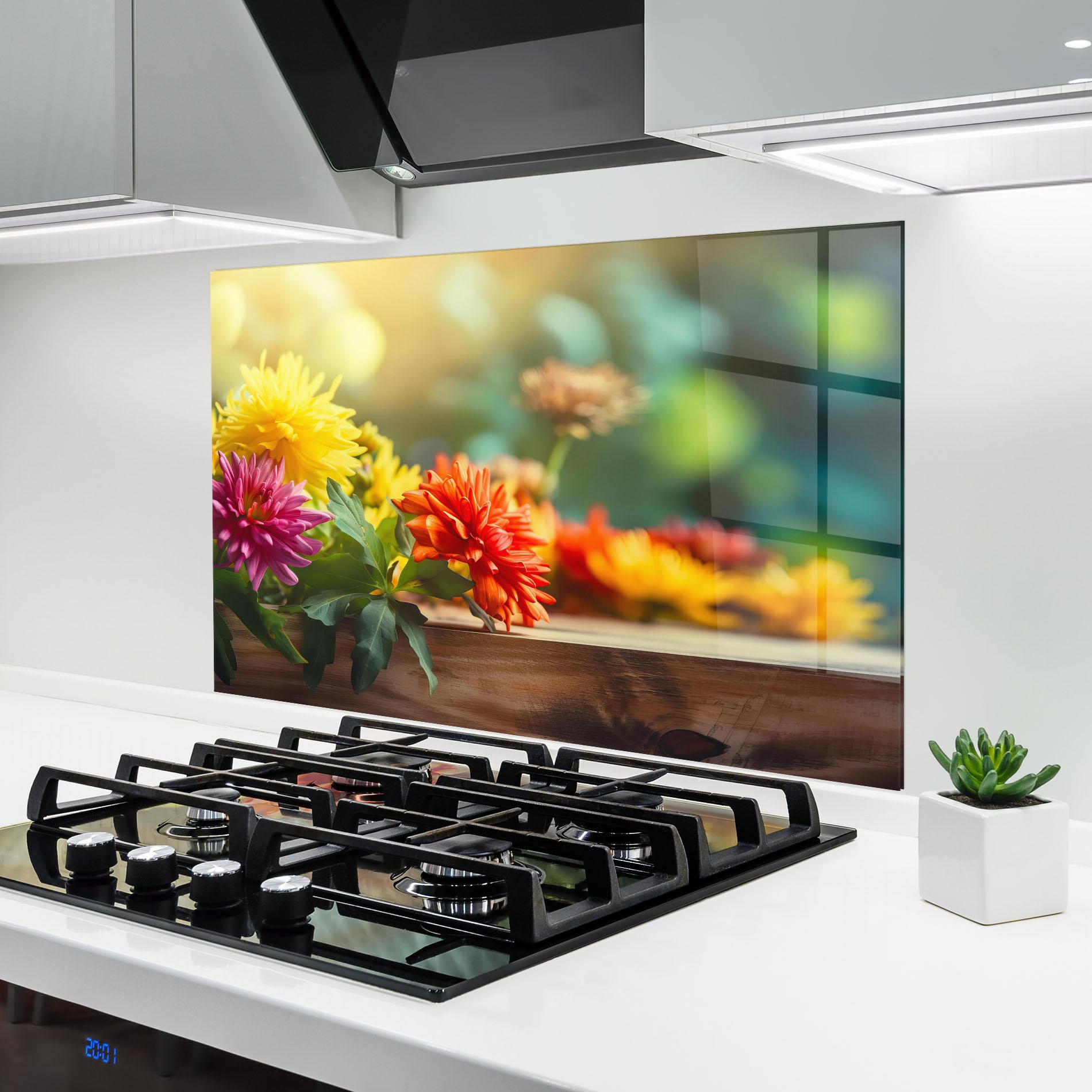 Panel Szklany do Kuchni Wood Wild Flower mockup 6