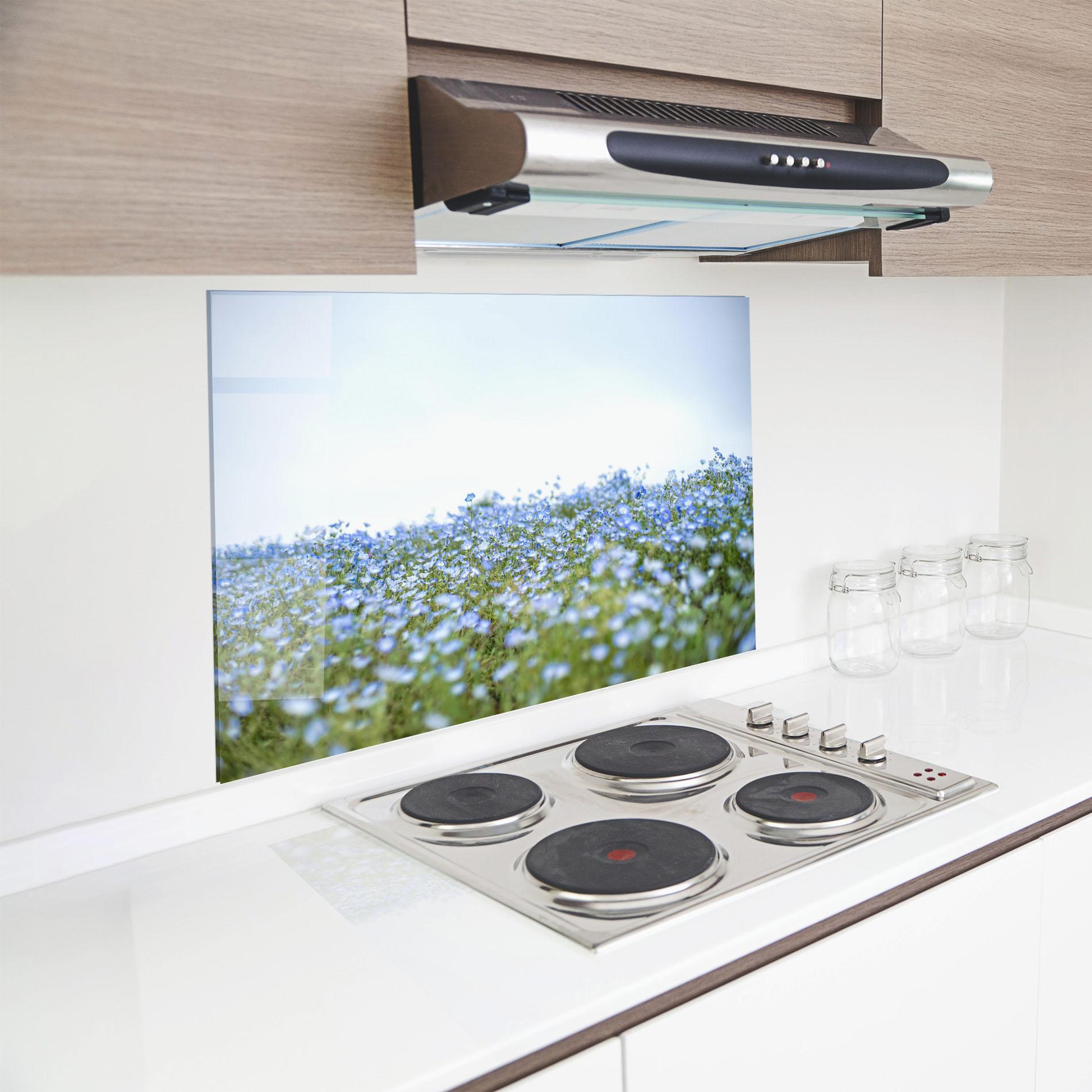 Panel Szklany do Kuchni Blue Wild Flowers mockup 8