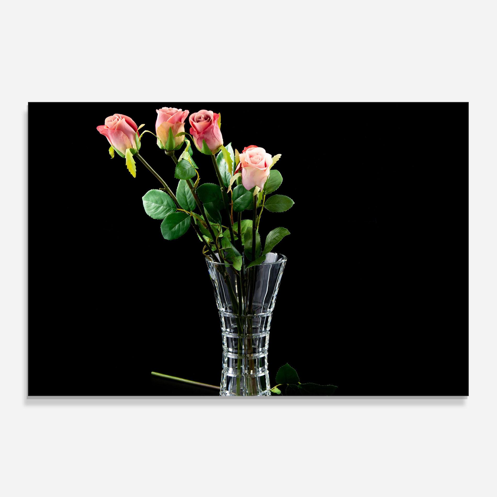 Panel Szklany do Kuchni Rose Vase Black mockup 0