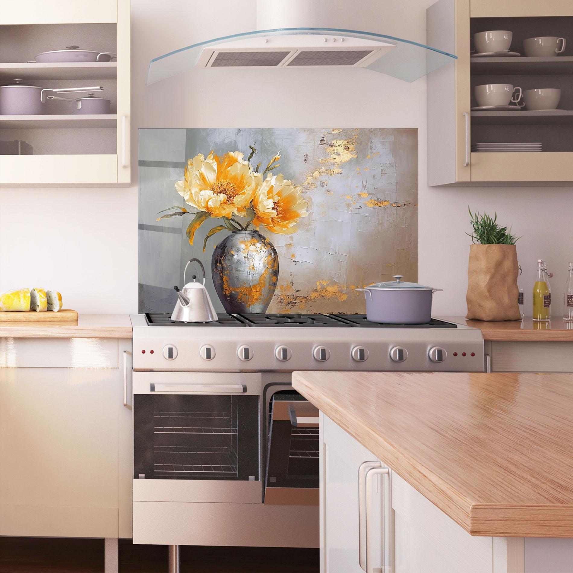 Panel Szklany do Kuchni Grey Painting Vase mockup 1