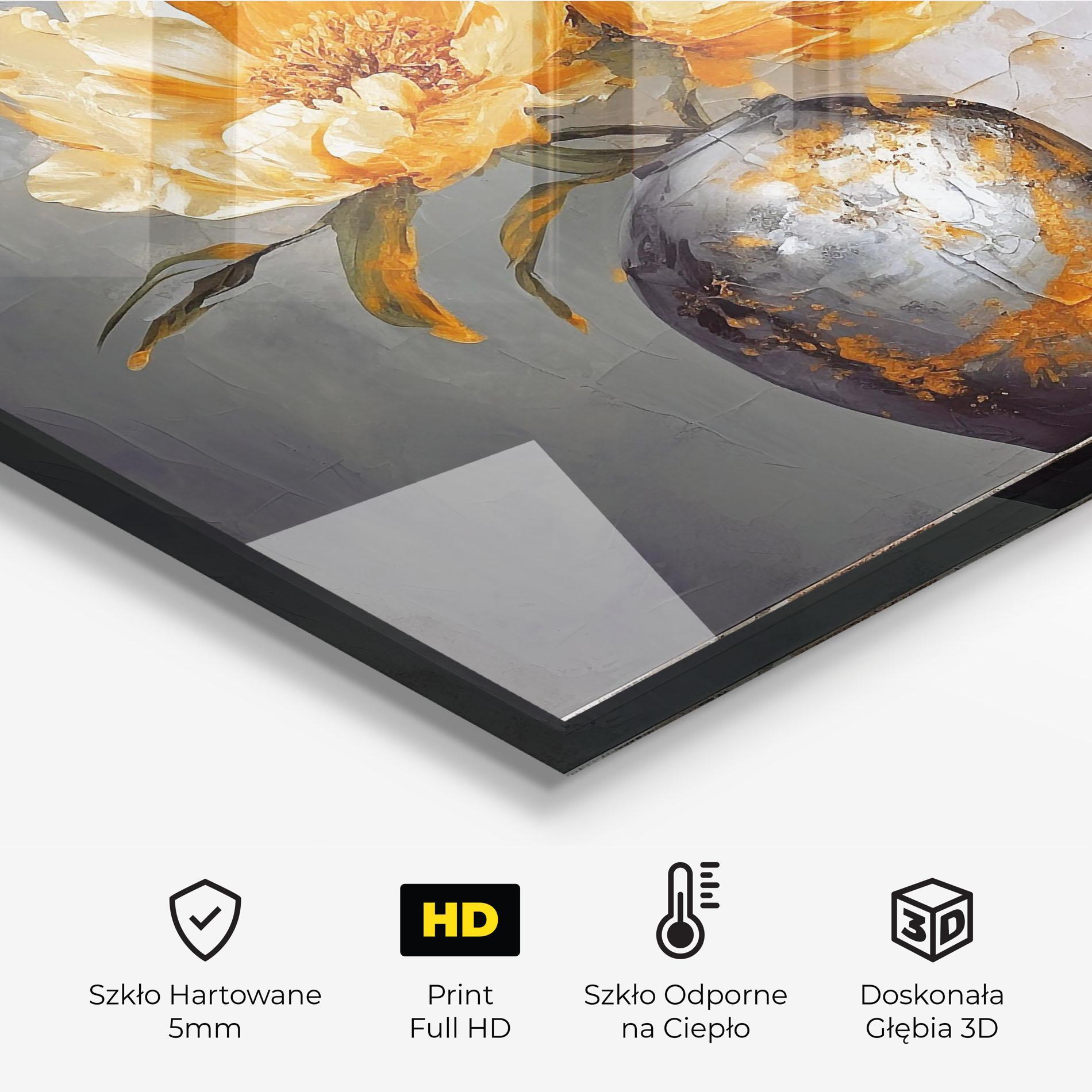 Panel Szklany do Kuchni Grey Painting Vase mockup 2