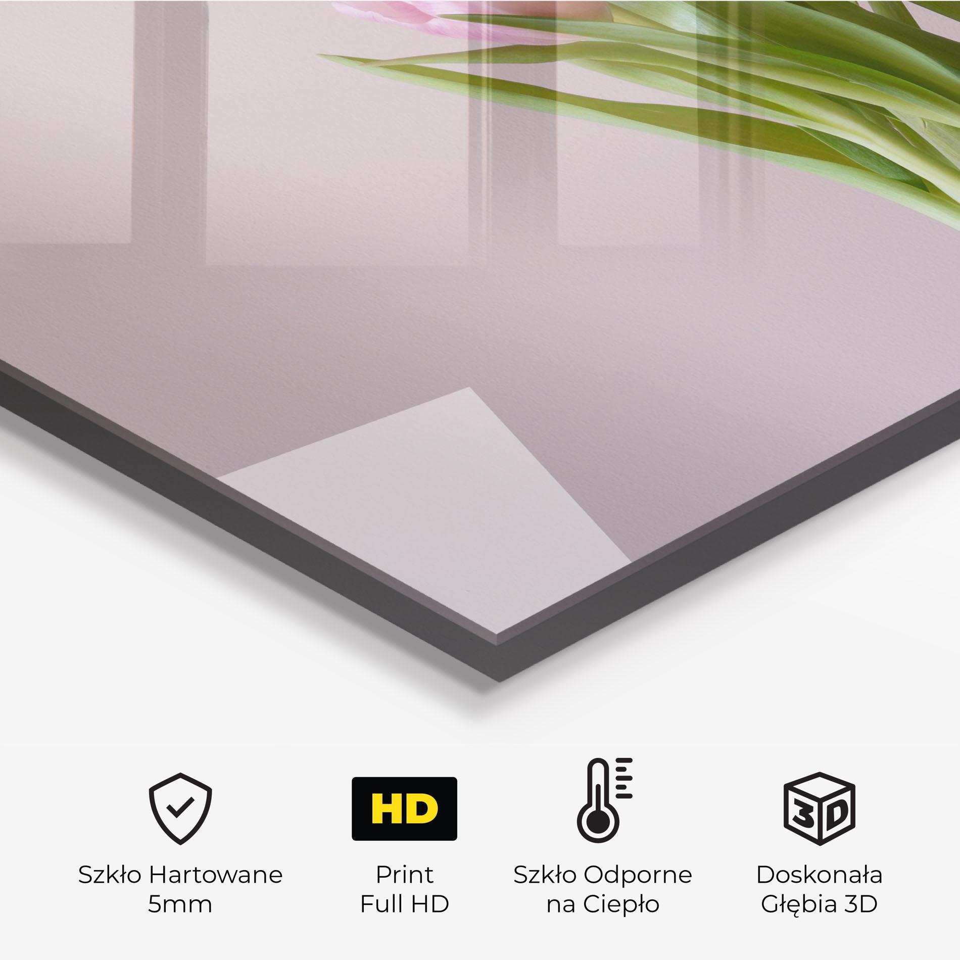 Panel Szklany do Kuchni Pink Tulips Vase mockup 2