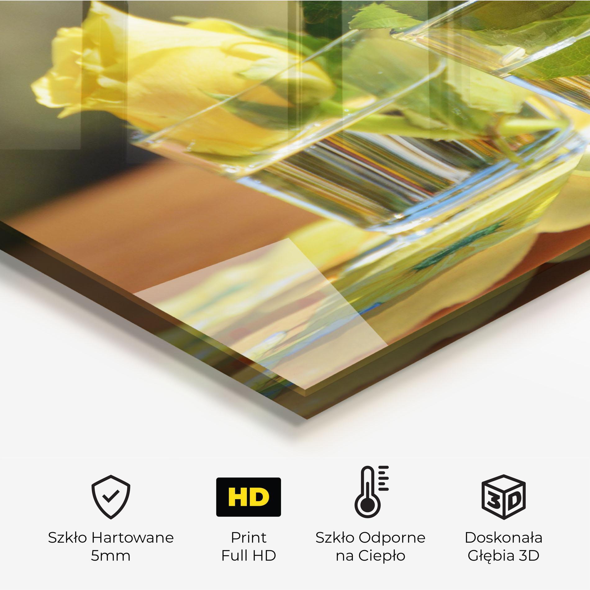 Panel Szklany do Kuchni Rose Yellow Vase mockup 2
