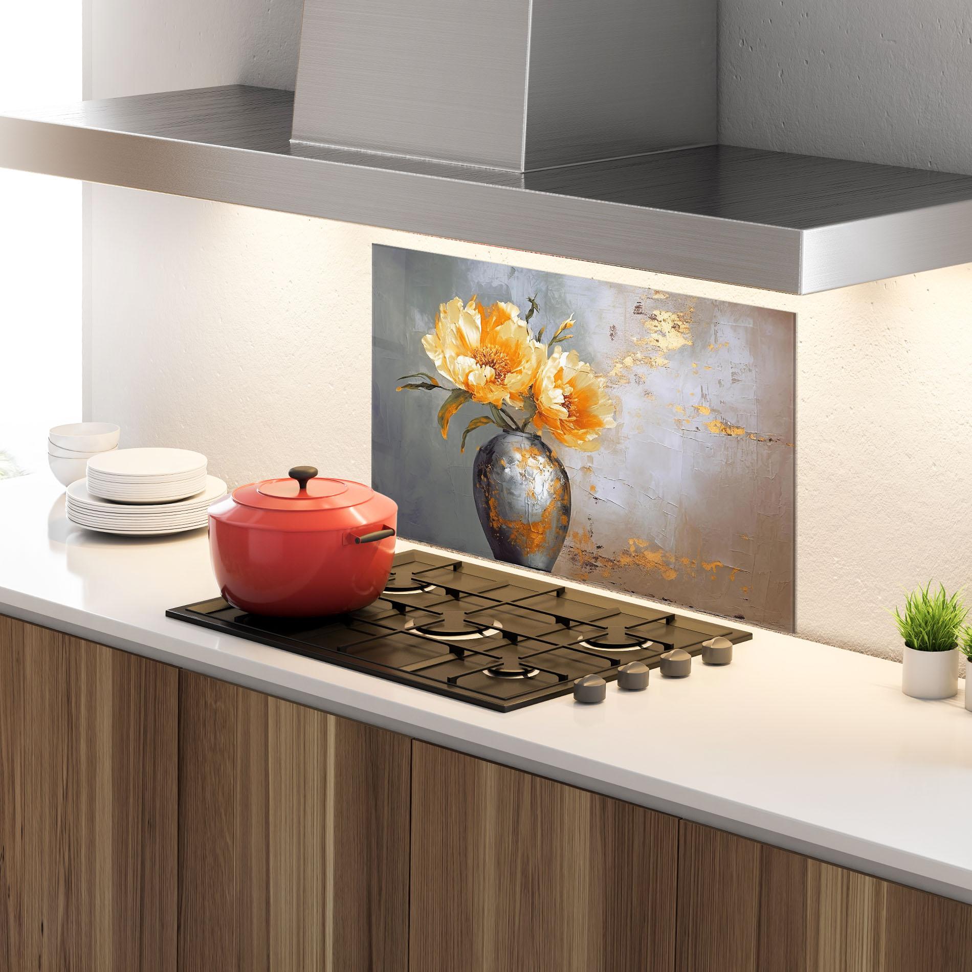 Panel Szklany do Kuchni Grey Painting Vase mockup 4