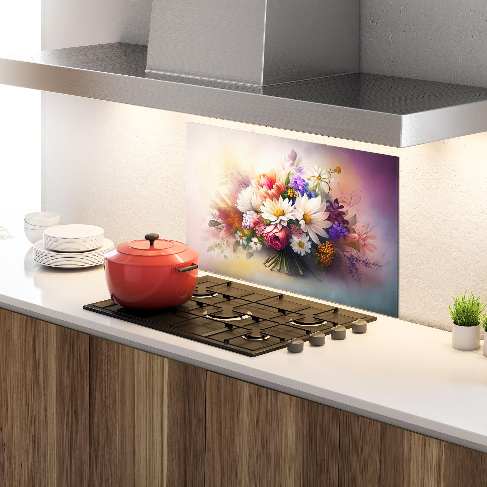 Panel Szklany do Kuchni Vecteezy_ai Generated Bouquet Of Fresh Spring Flowers On Light_23373362_865 mockup 4