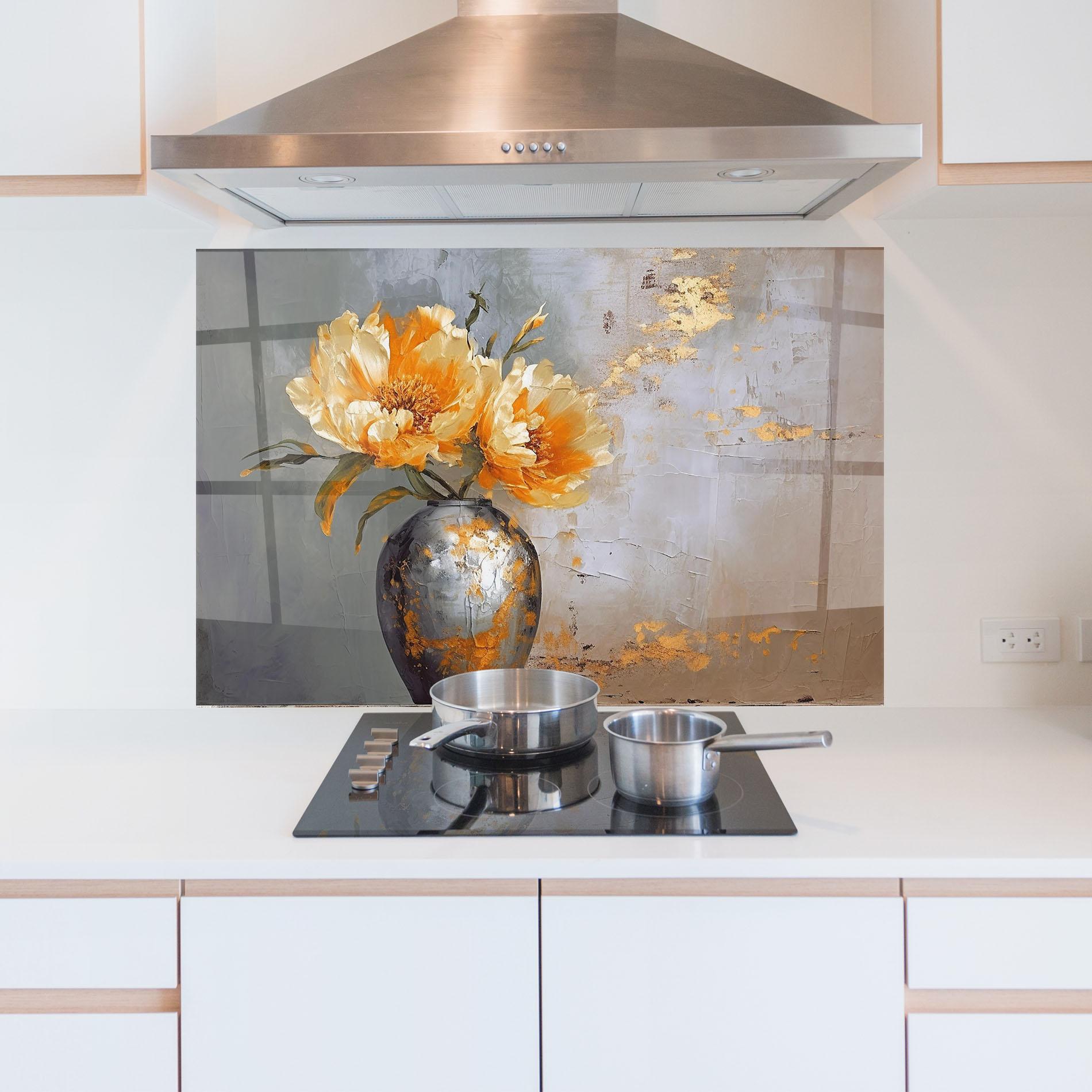 Panel Szklany do Kuchni Grey Painting Vase mockup 5