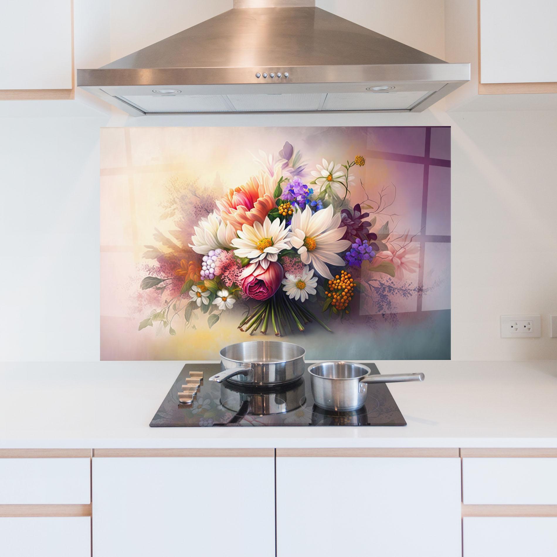 Panel Szklany do Kuchni Vecteezy_ai Generated Bouquet Of Fresh Spring Flowers On Light_23373362_865 mockup 5