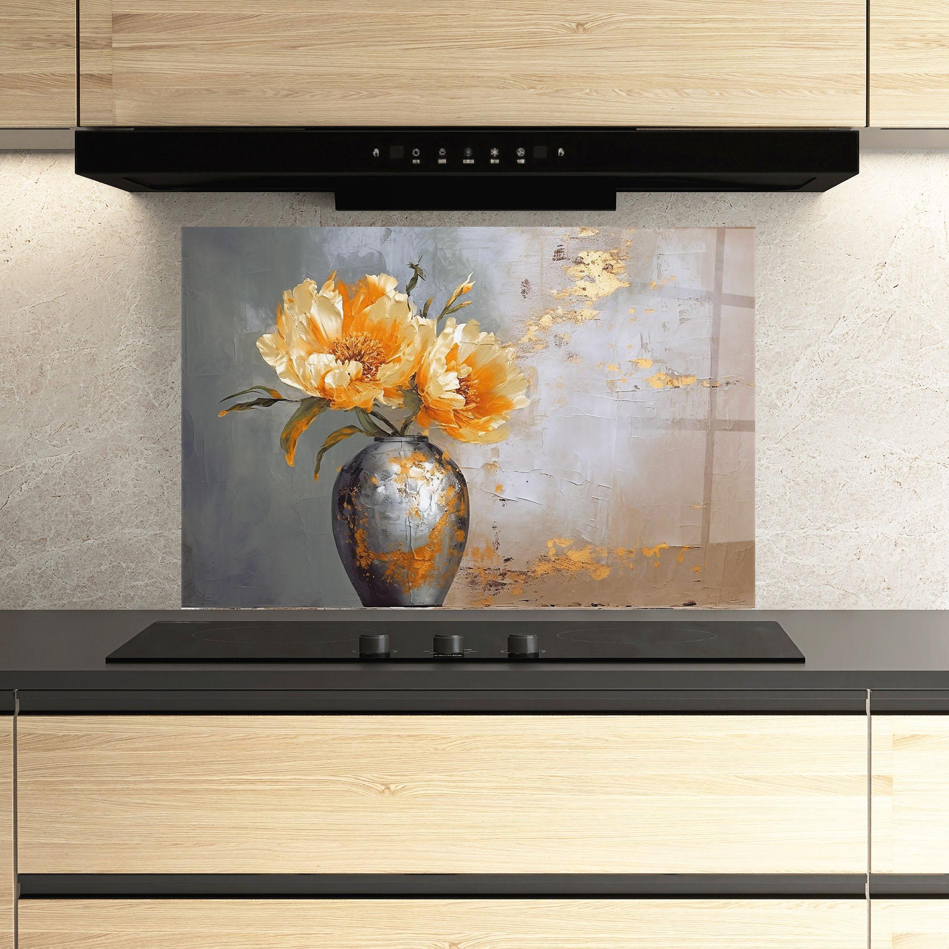 Panel Szklany do Kuchni Grey Painting Vase mockup 3