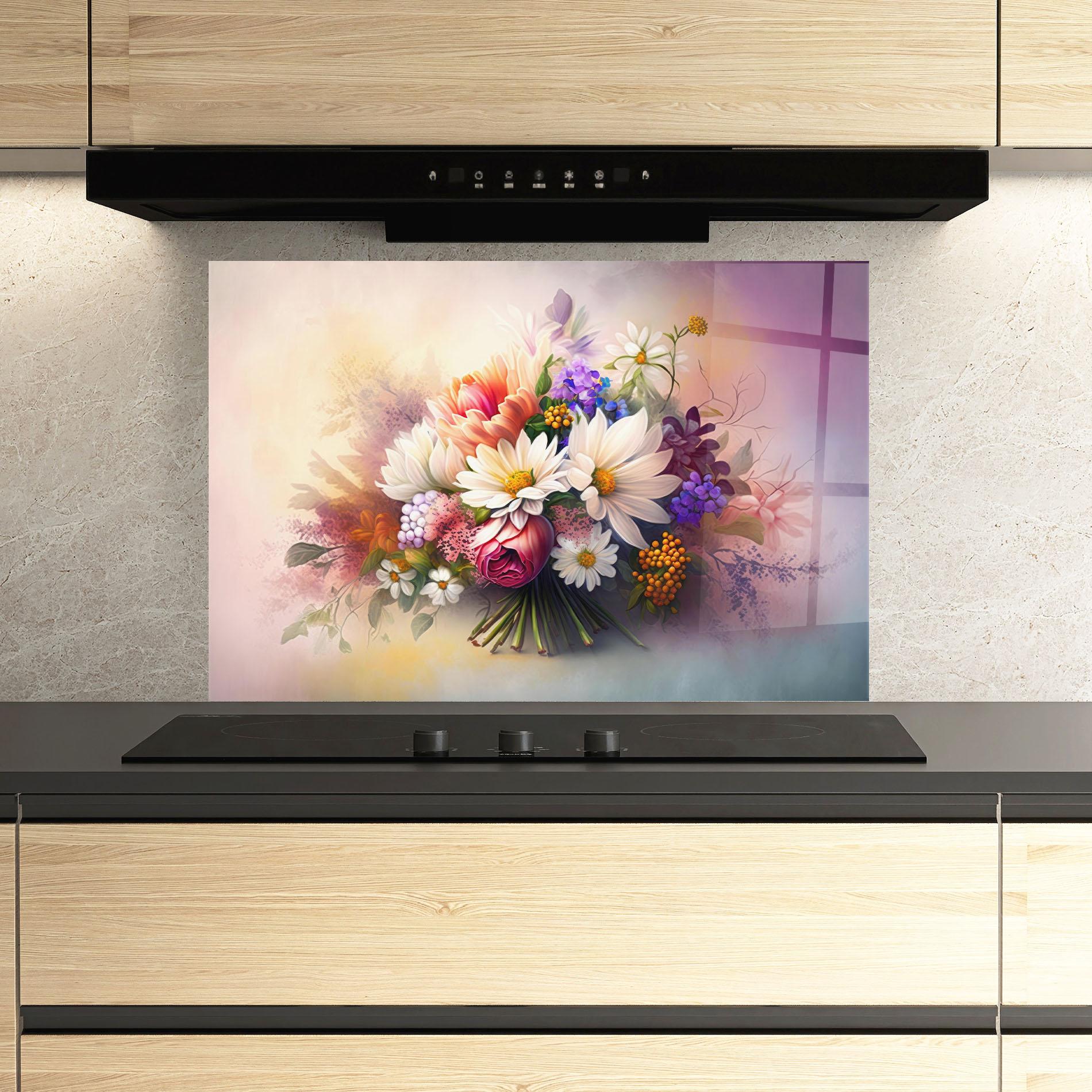 Panel Szklany do Kuchni Vecteezy_ai Generated Bouquet Of Fresh Spring Flowers On Light_23373362_865 mockup 3