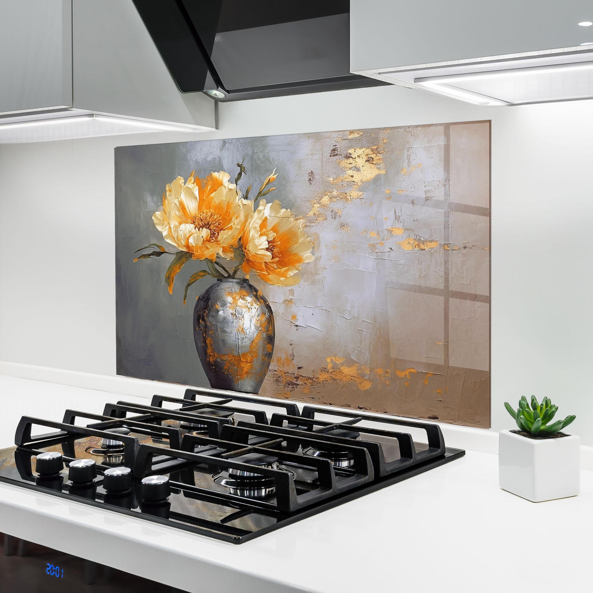 Panel Szklany do Kuchni Grey Painting Vase mockup 6