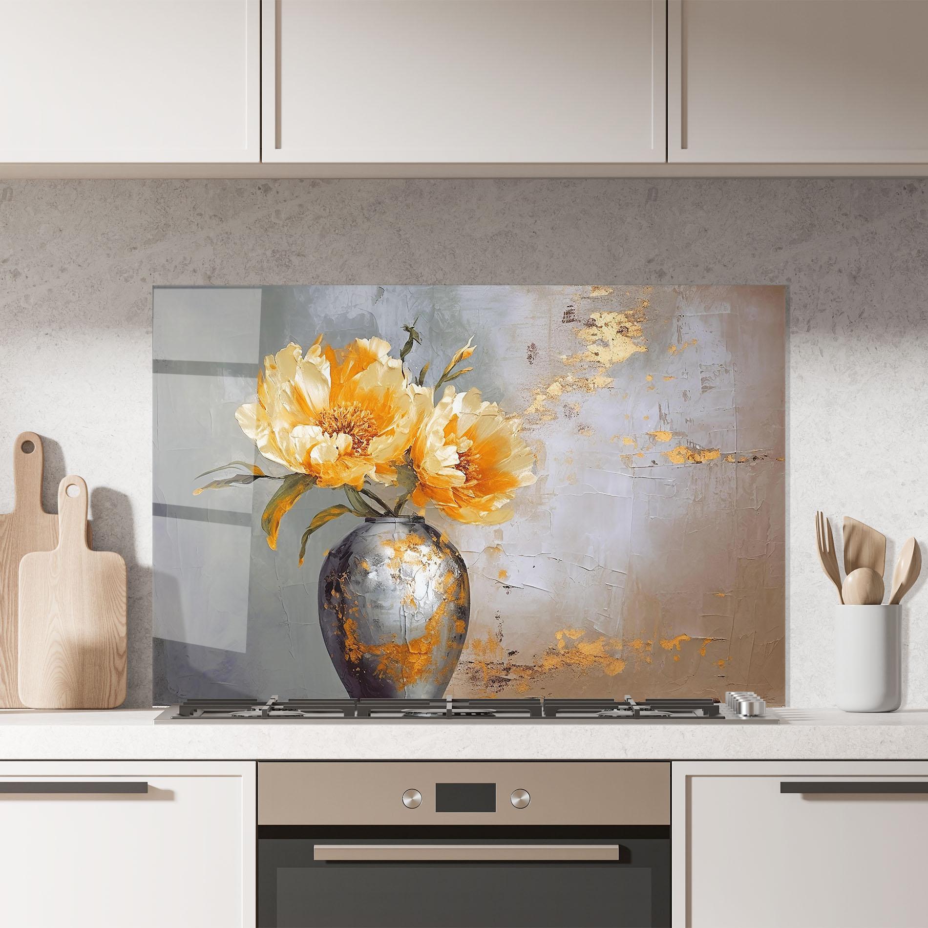 Panel Szklany do Kuchni Grey Painting Vase mockup 7