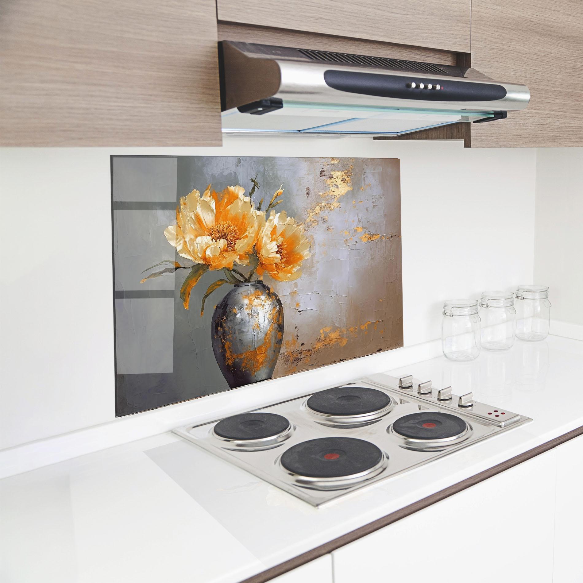 Panel Szklany do Kuchni Grey Painting Vase mockup 8